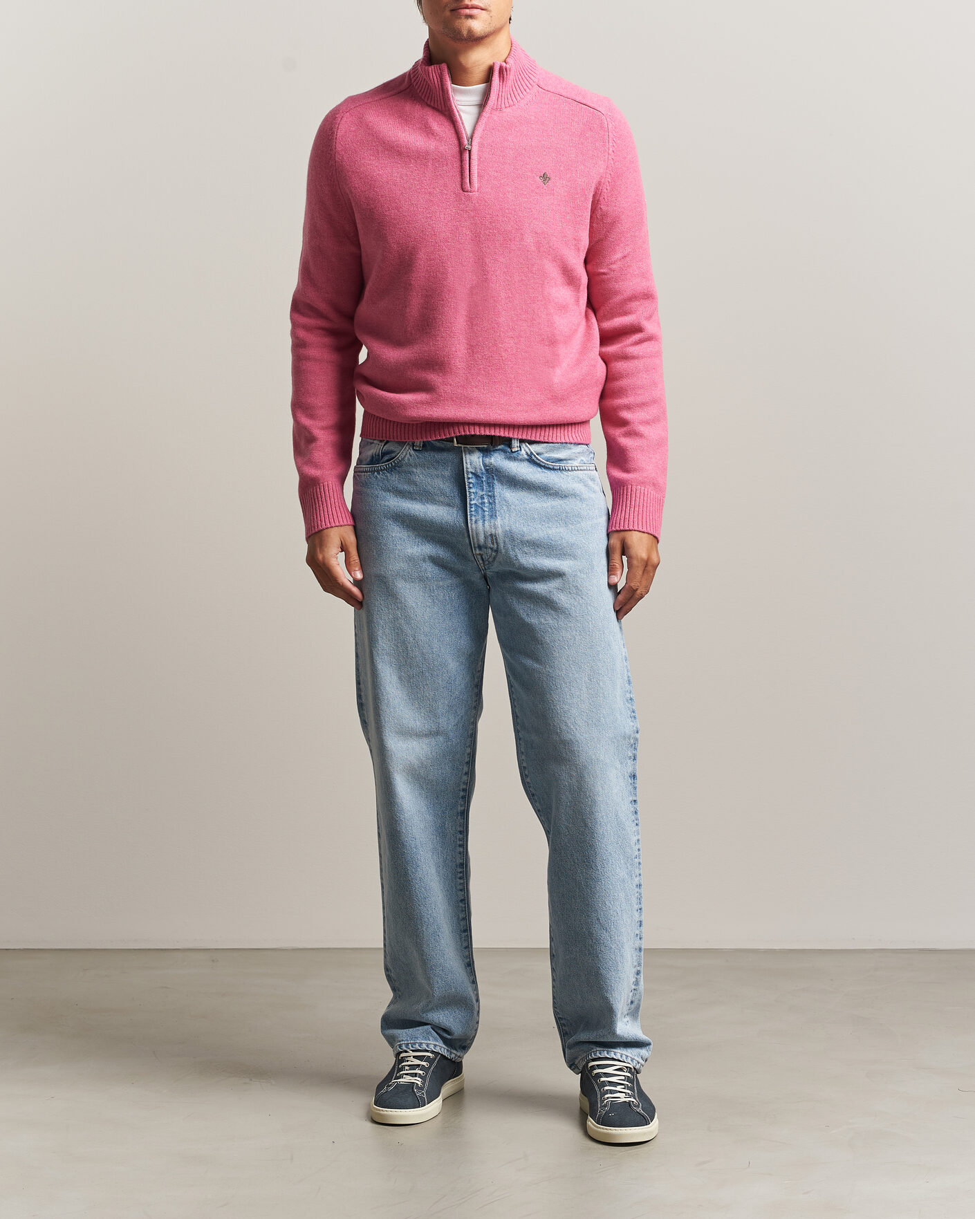 Herren | Pullover | Morris | Hertford Lambswool Half Zip Cerise