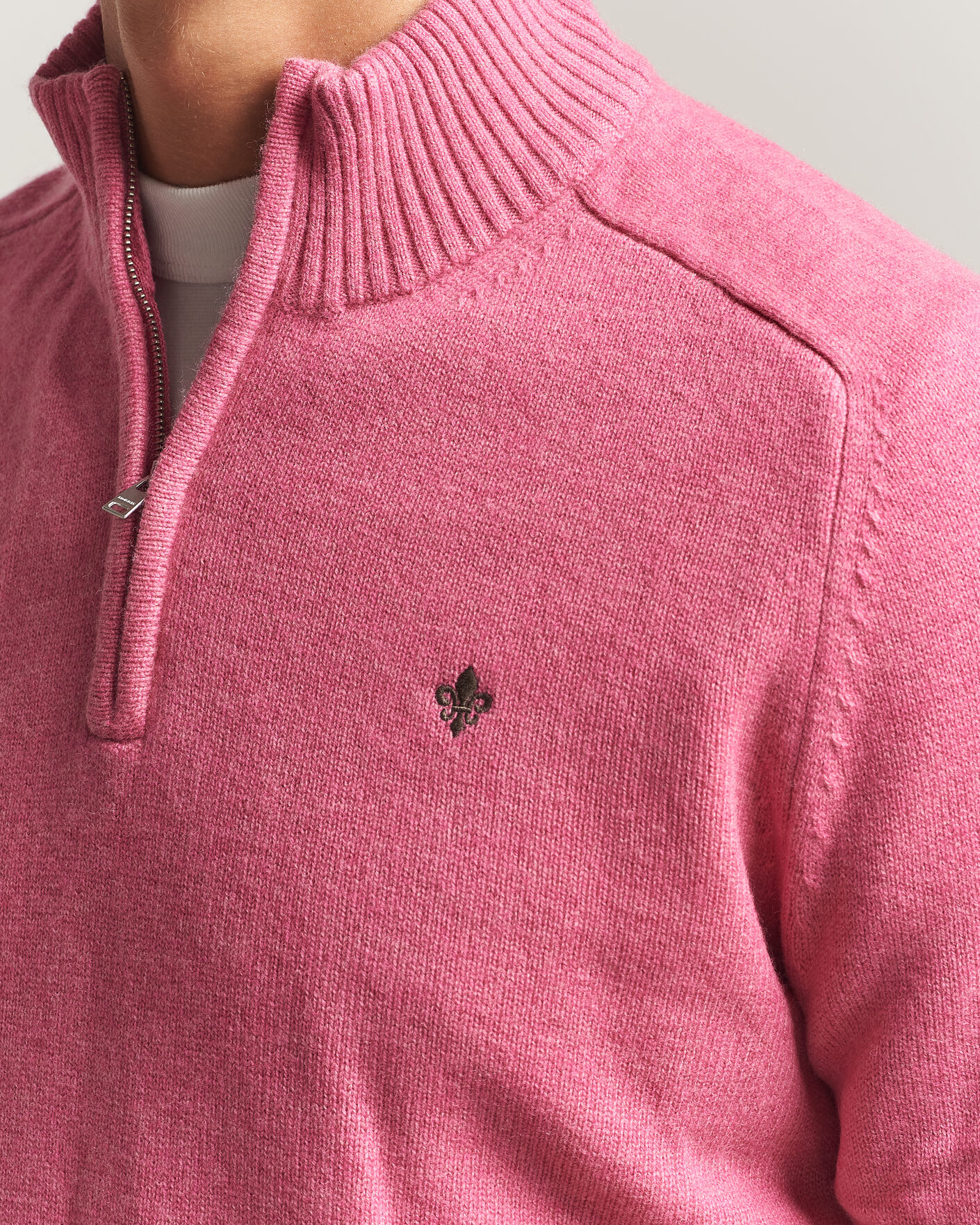 Herren | Pullover | Morris | Hertford Lambswool Half Zip Cerise