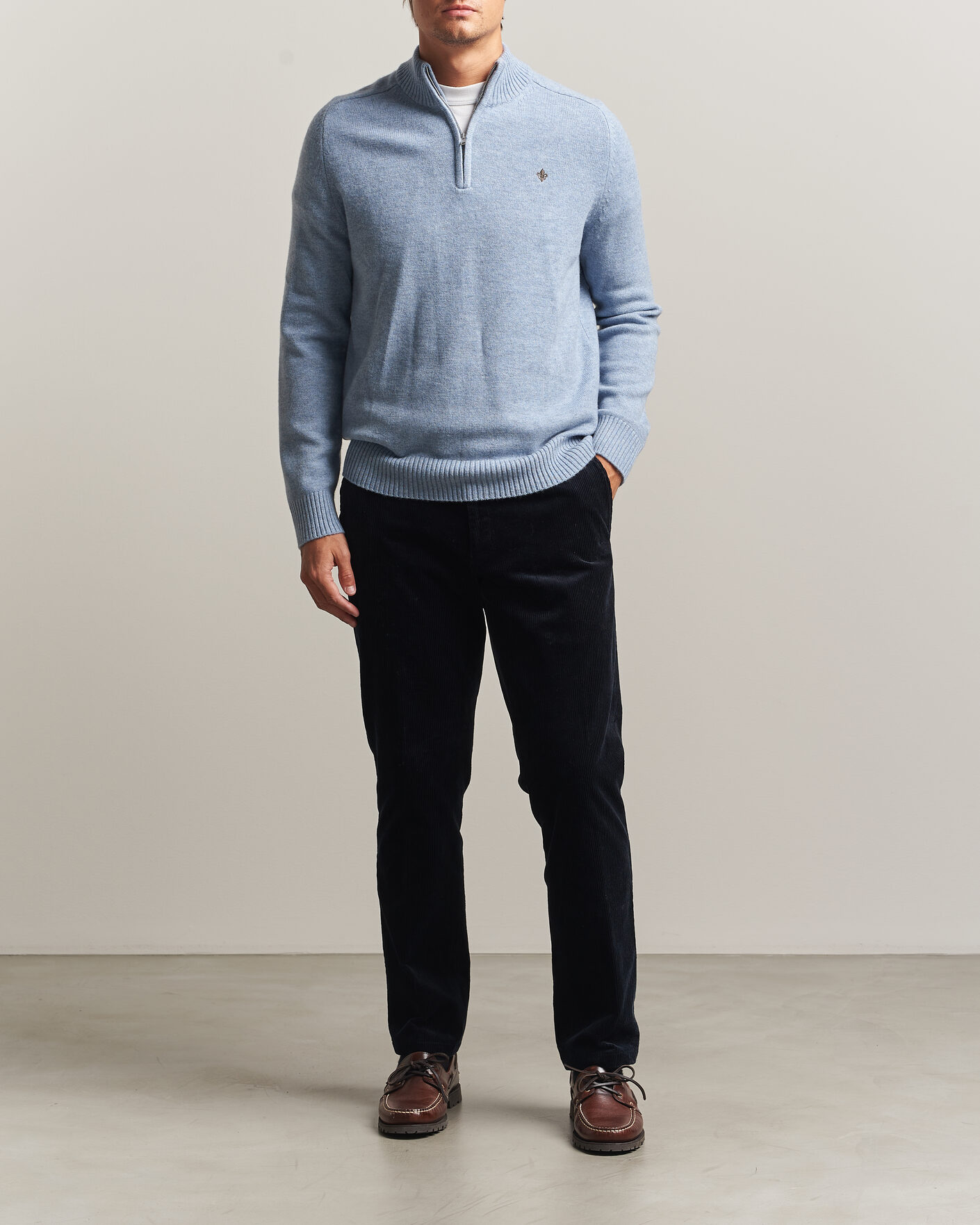 Herren | Pullover | Morris | Hertford Lambswool Half Zip Blue