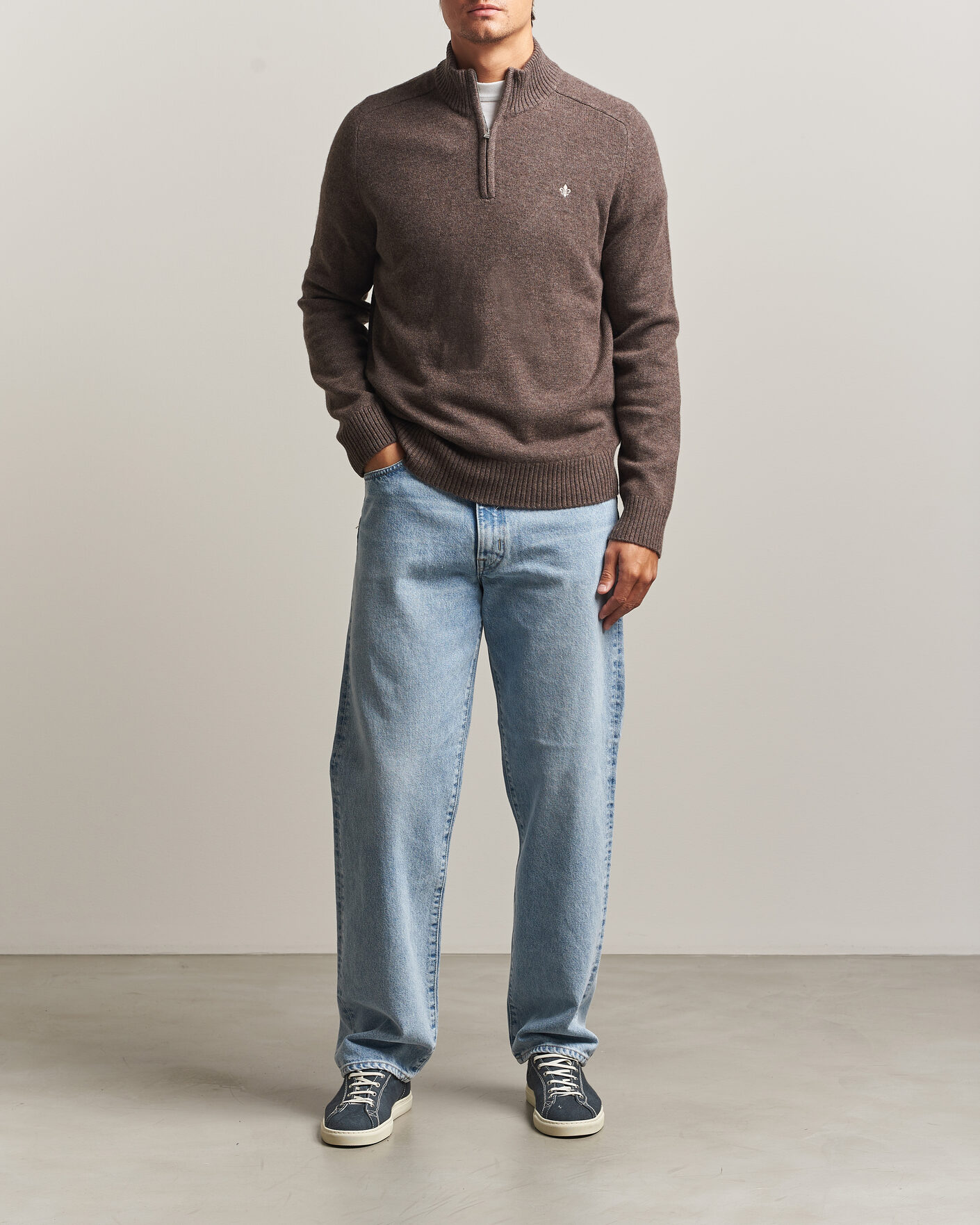Herren | Pullover | Morris | Hertford Lambswool Half Zip Brown