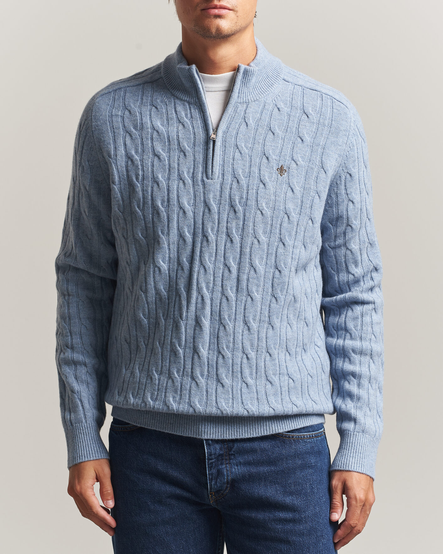 Herren | Pullover | Morris | Hertford Cable Half Zip Blue