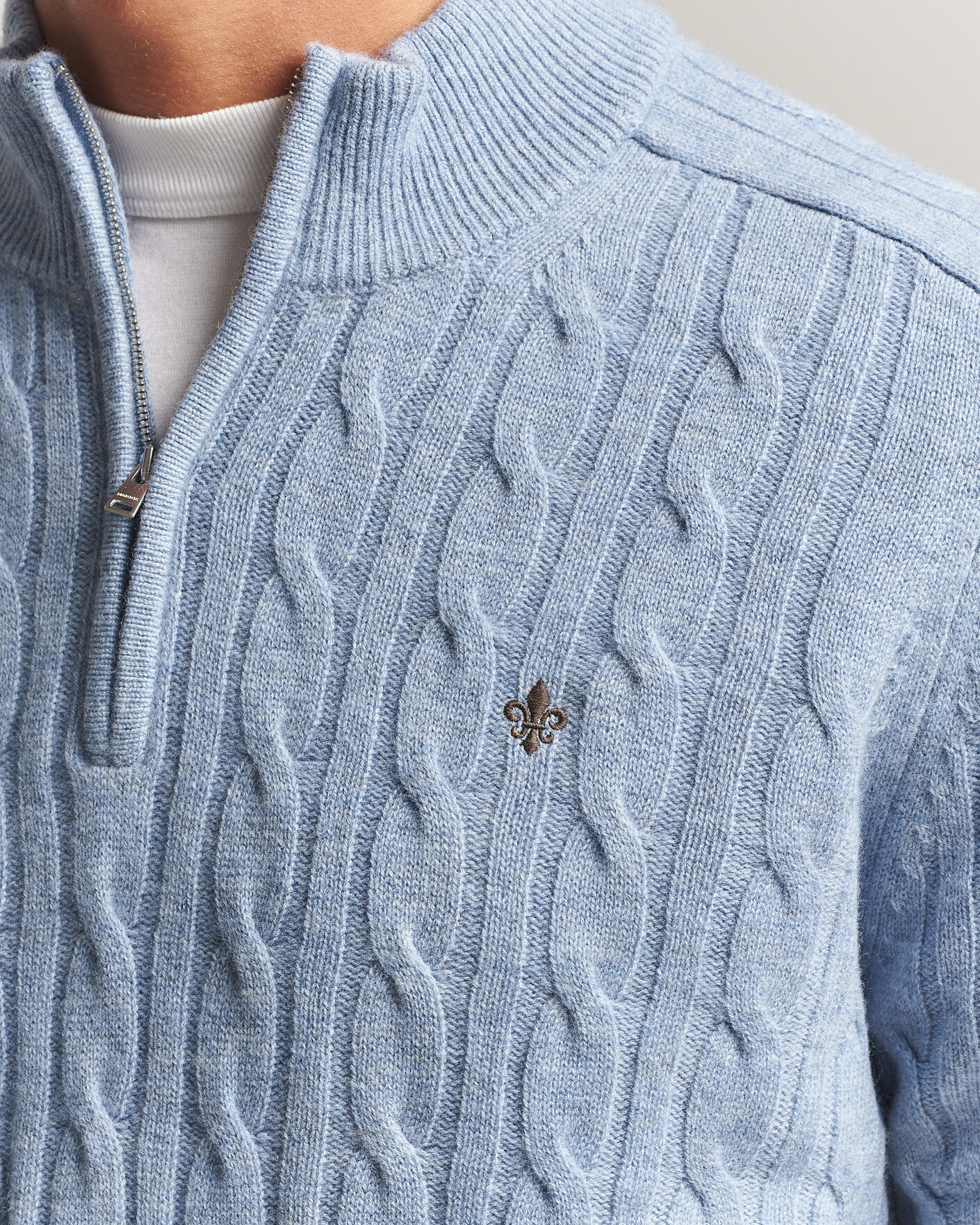 Herren | Pullover | Morris | Hertford Cable Half Zip Blue