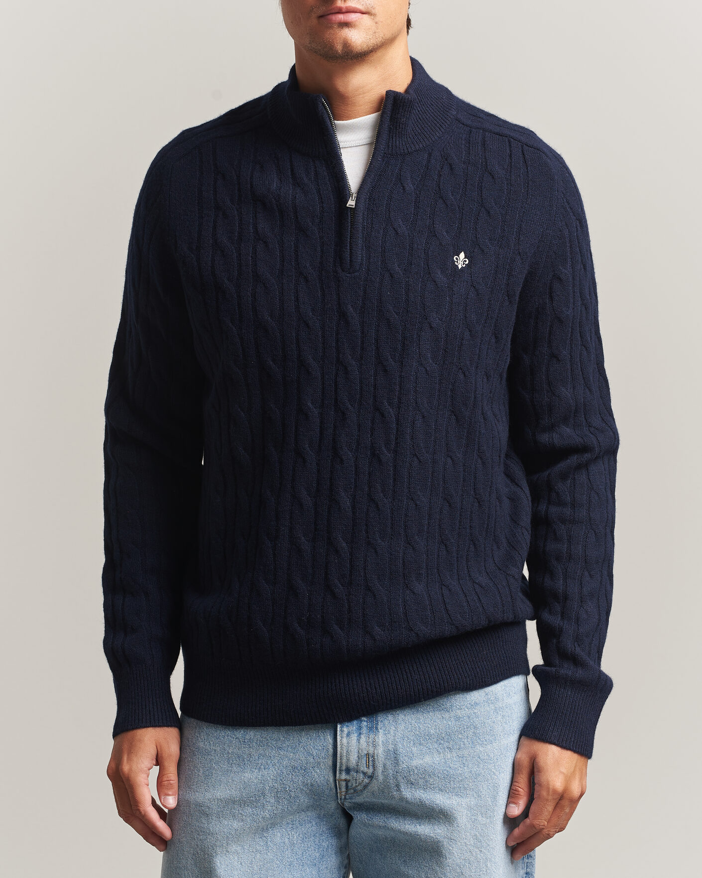 Herren | Pullover | Morris | Hertford Cable Half Zip Navy