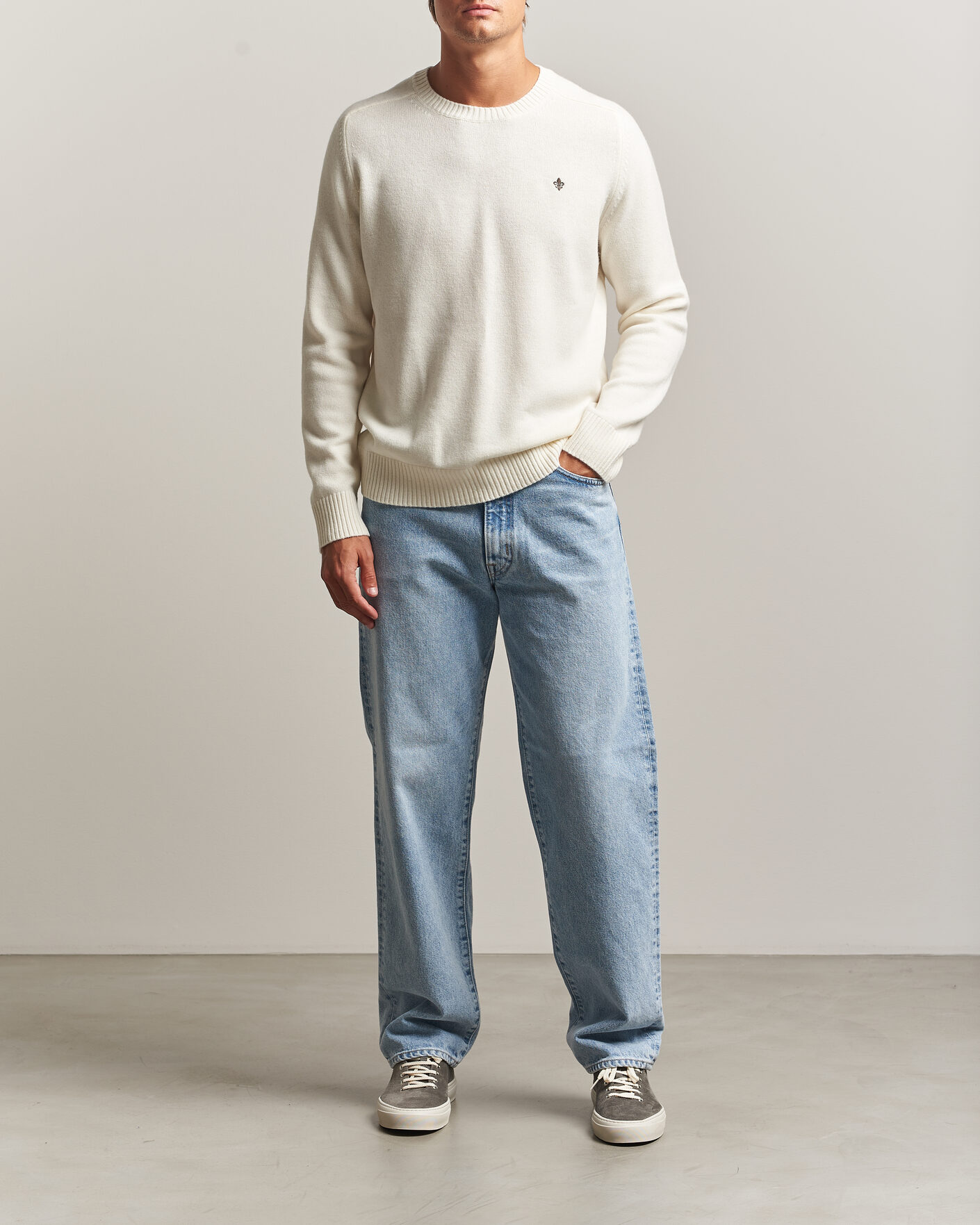 Herren | Pullover | Morris | Hertford Lambswool Crew Neck Off White
