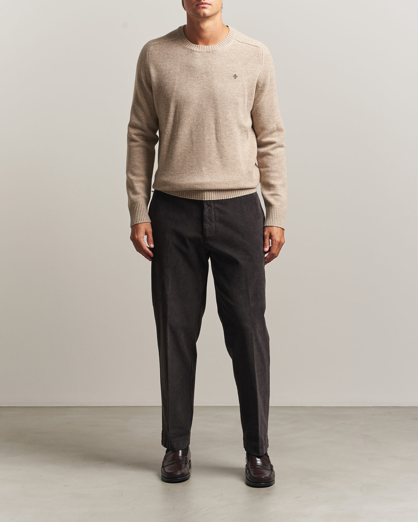 Herren | Pullover | Morris | Hertford Lambswool Crew Neck Khaki