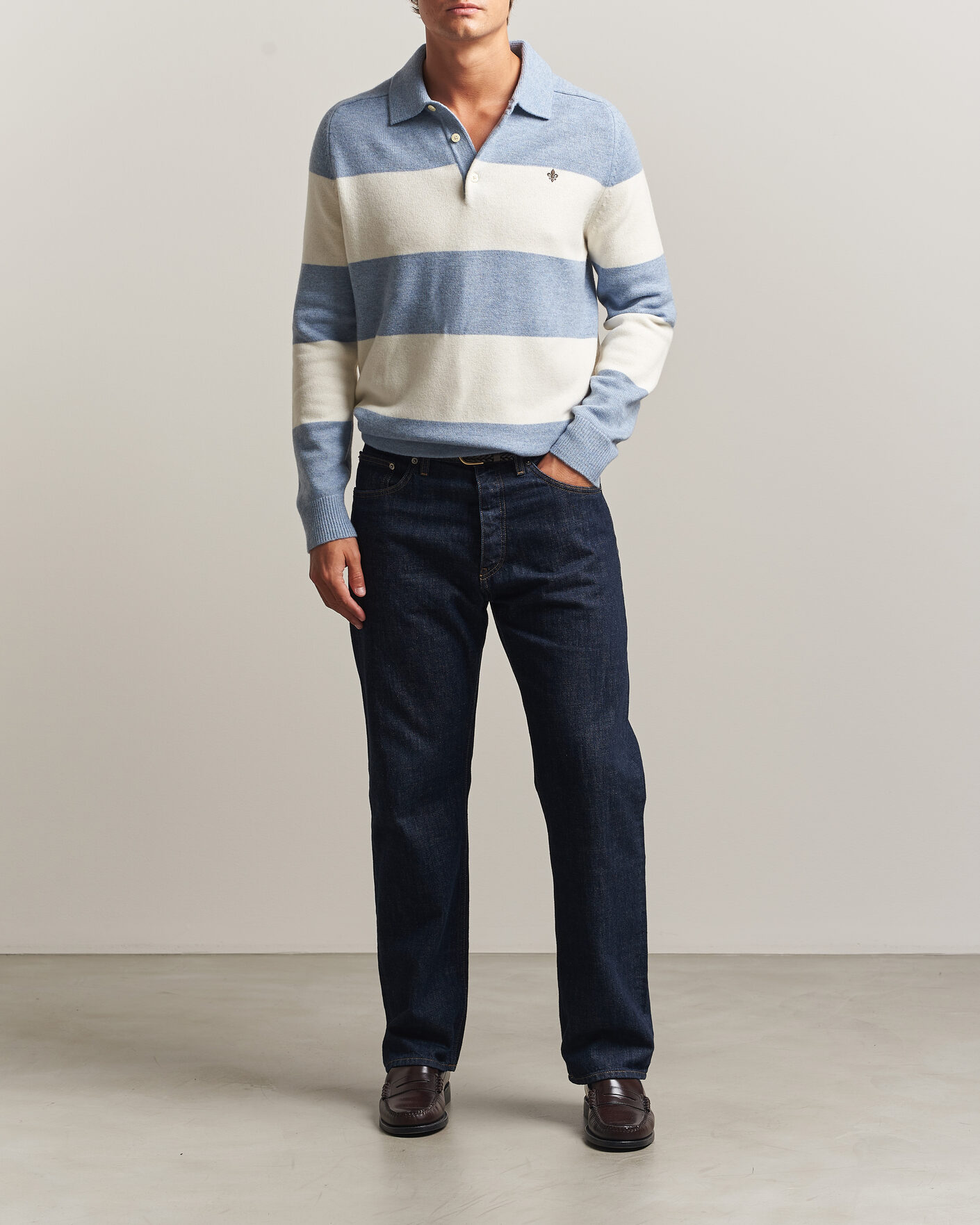 Herren | Pullover | Morris | Hertford Knitted Polo Blue