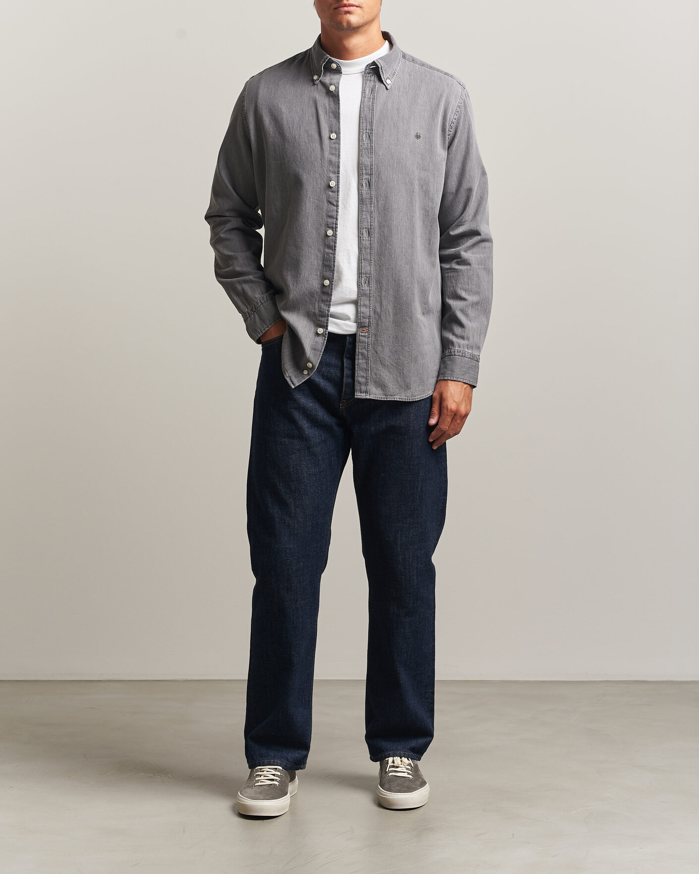 Herren | Hemden | Morris | Light Denim Shirt Grey