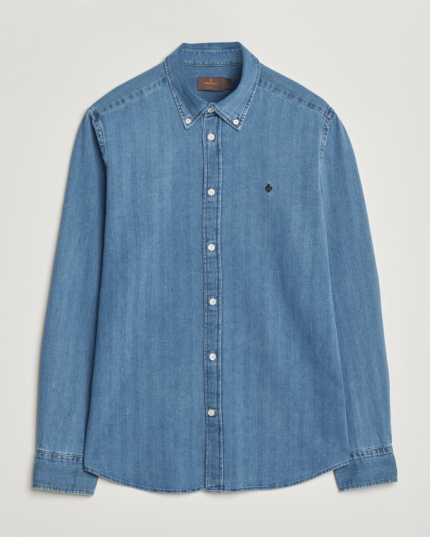 Herren | Hemden | Morris | Indigo Herringbone Shirt Light Blue