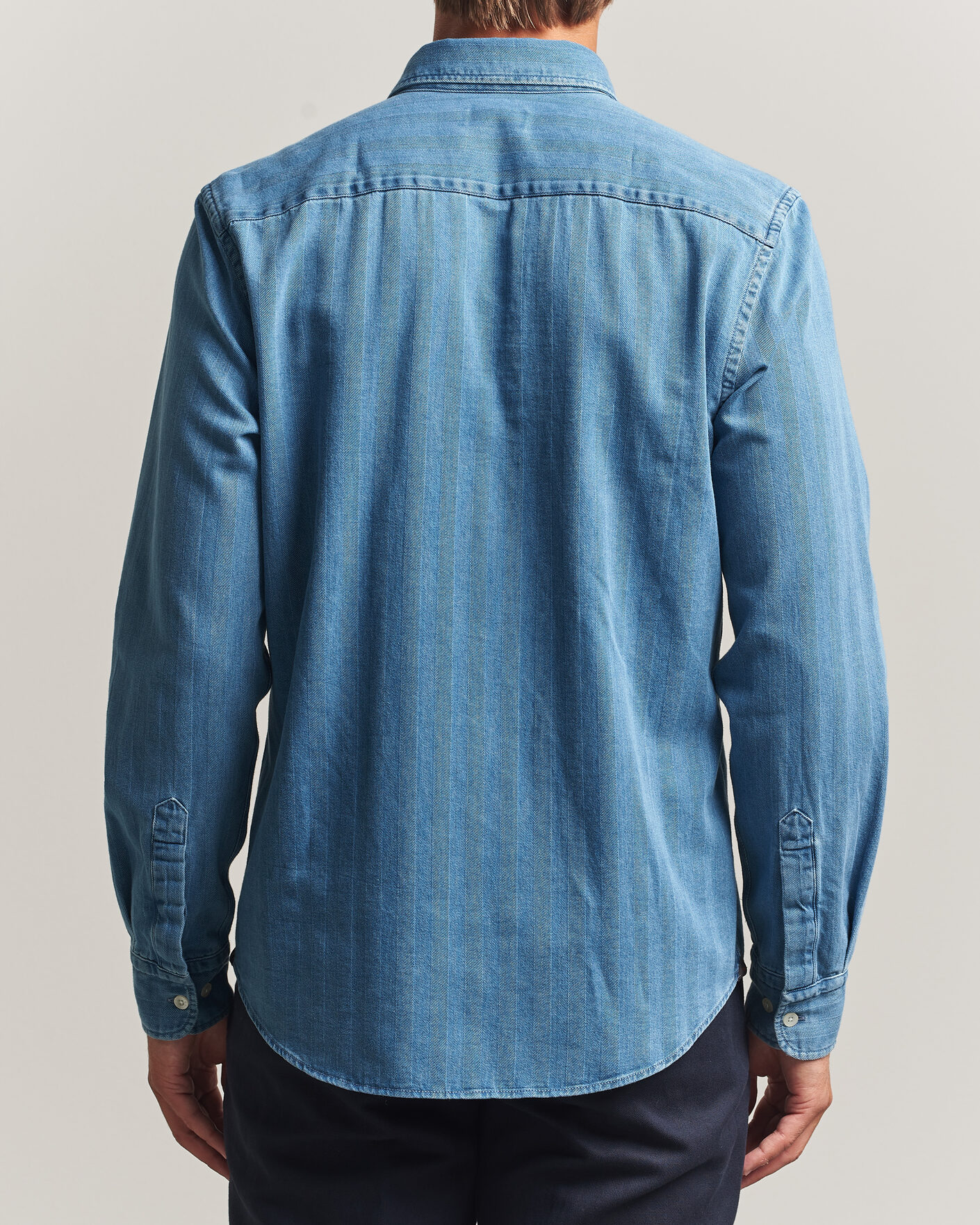 Herren | Hemden | Morris | Indigo Herringbone Shirt Light Blue