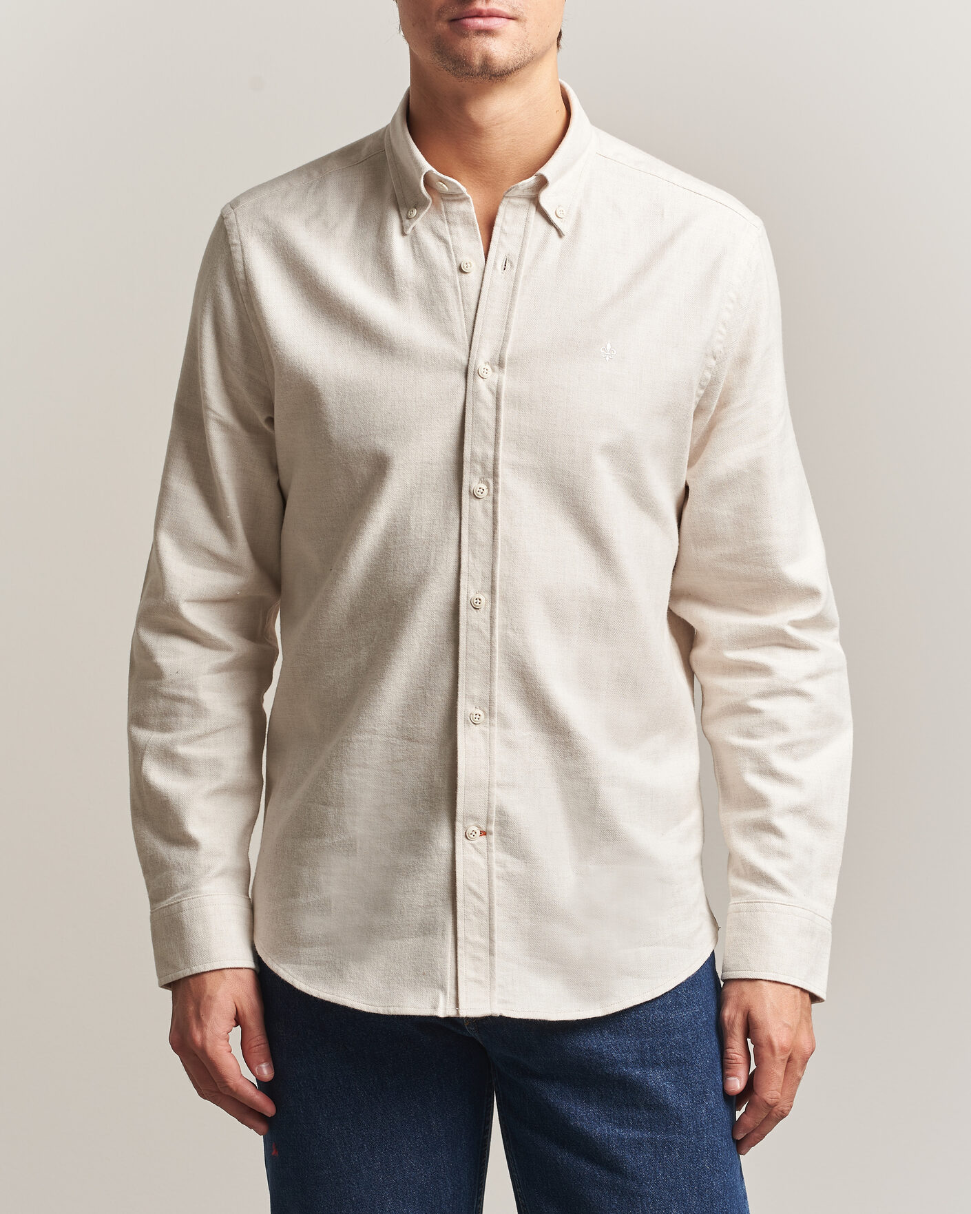 Herren | Hemden | Morris | Flannel Herringbone Shirt Off White