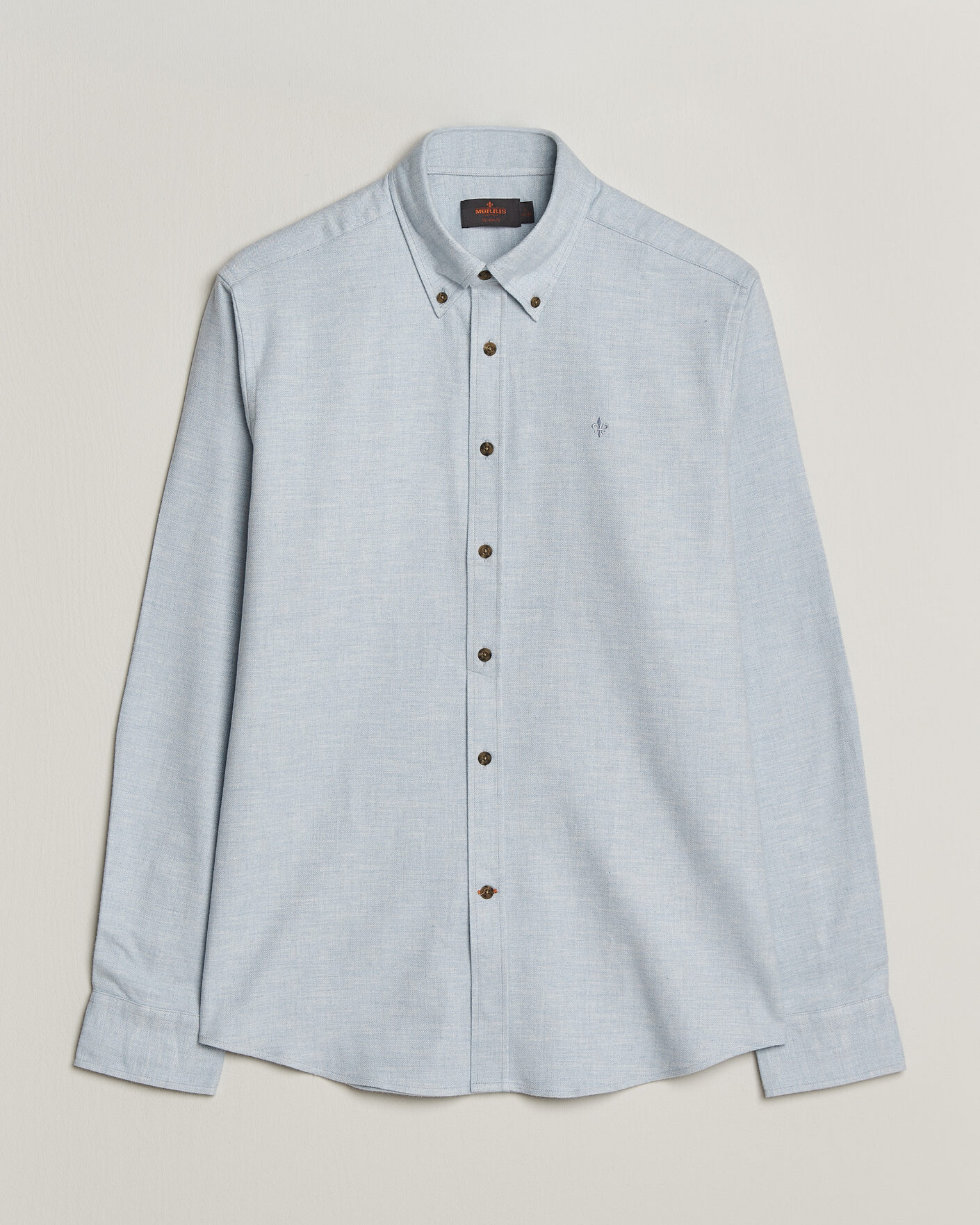 Herren | Hemden | Morris | Flannel Herringbone Shirt Light Blue