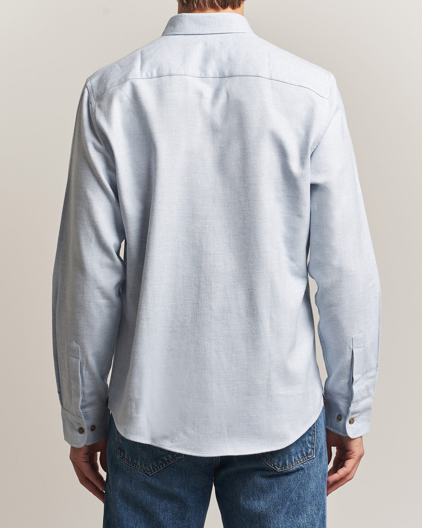 Herren | Hemden | Morris | Flannel Herringbone Shirt Light Blue