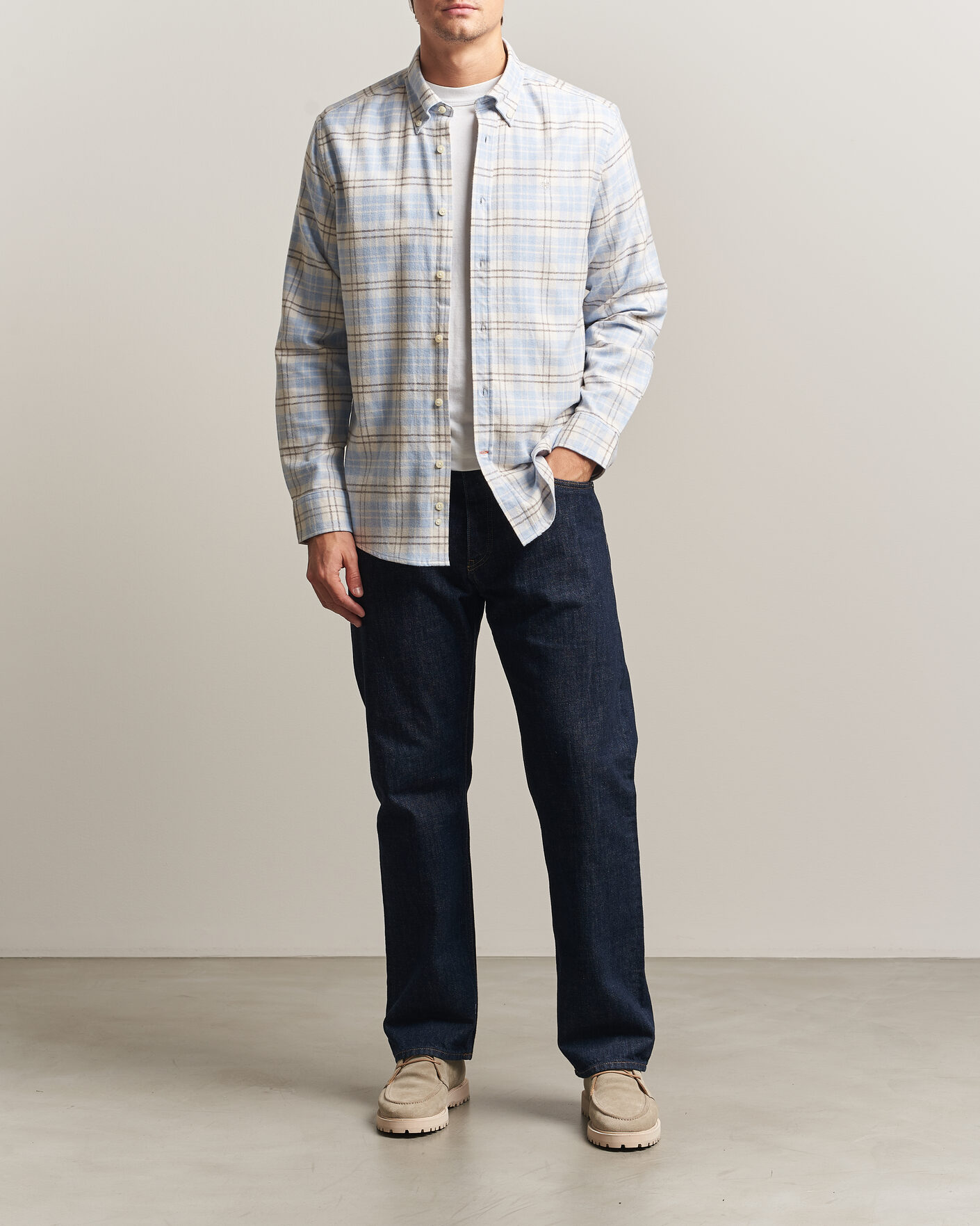 Herren | Hemden | Morris | Flannel Mouliné Shirt Light Blue