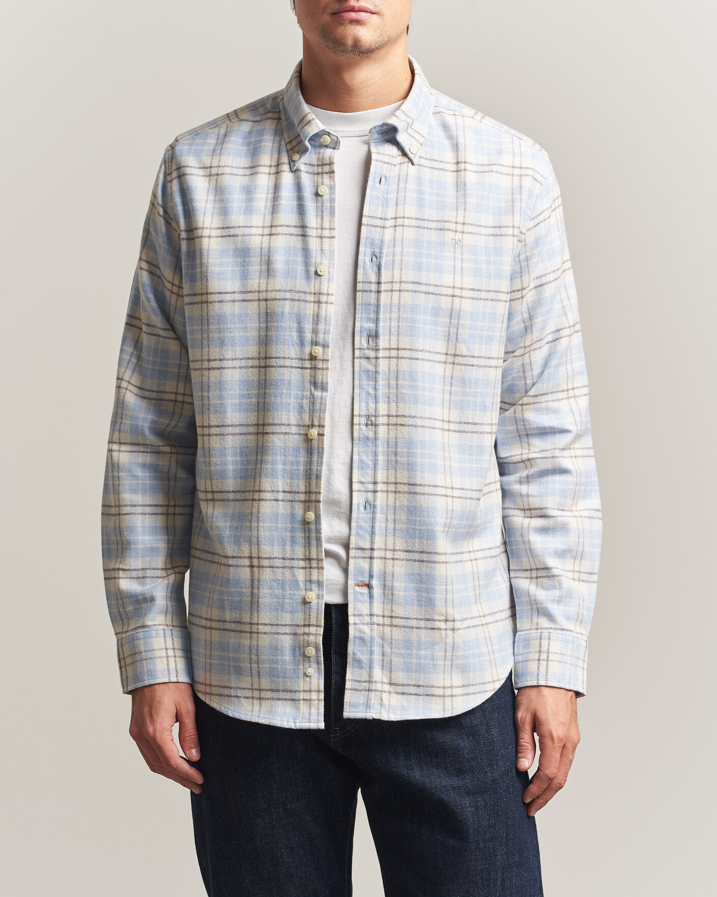 Herren | Hemden | Morris | Flannel Mouliné Shirt Light Blue