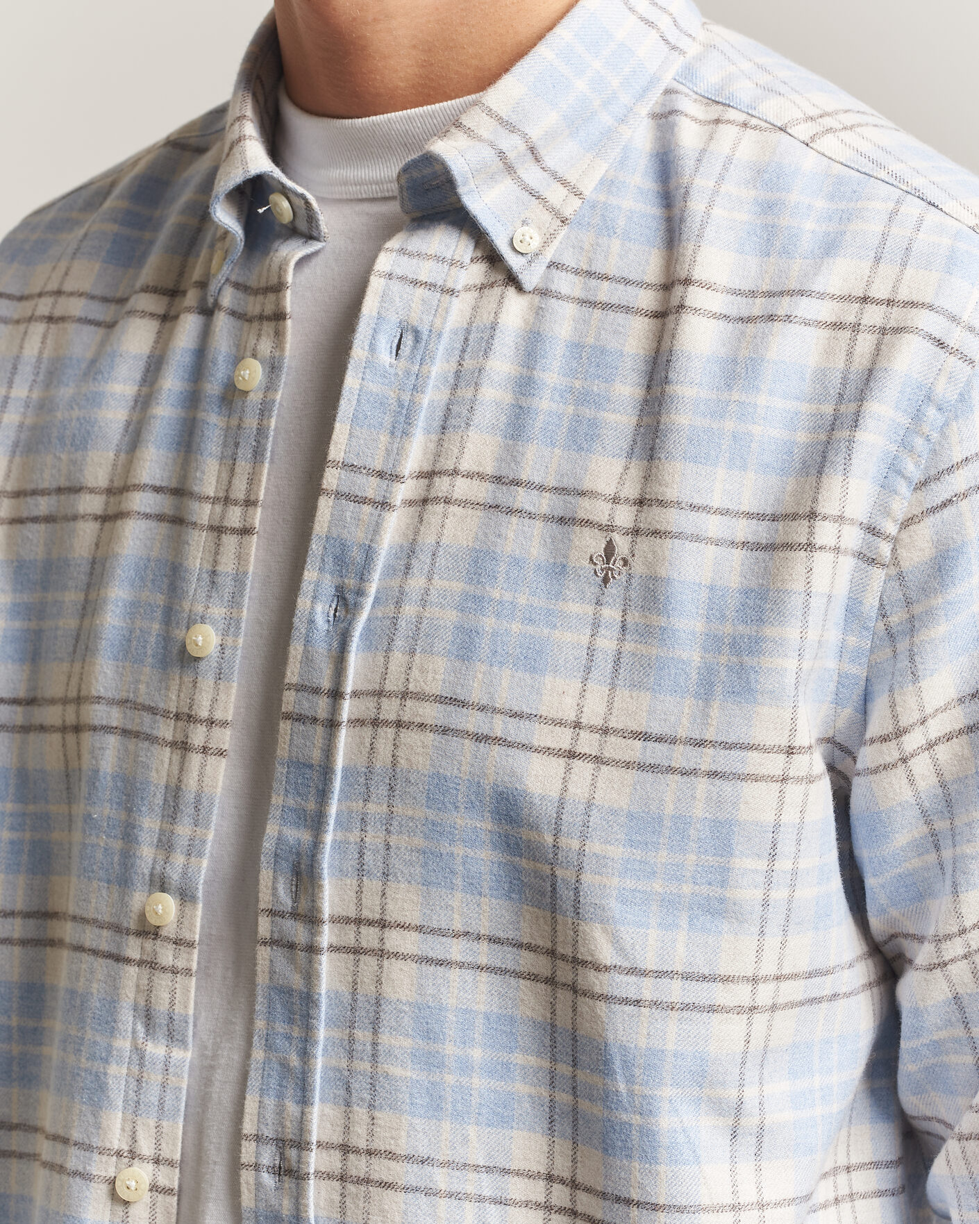Herren | Hemden | Morris | Flannel Mouliné Shirt Light Blue