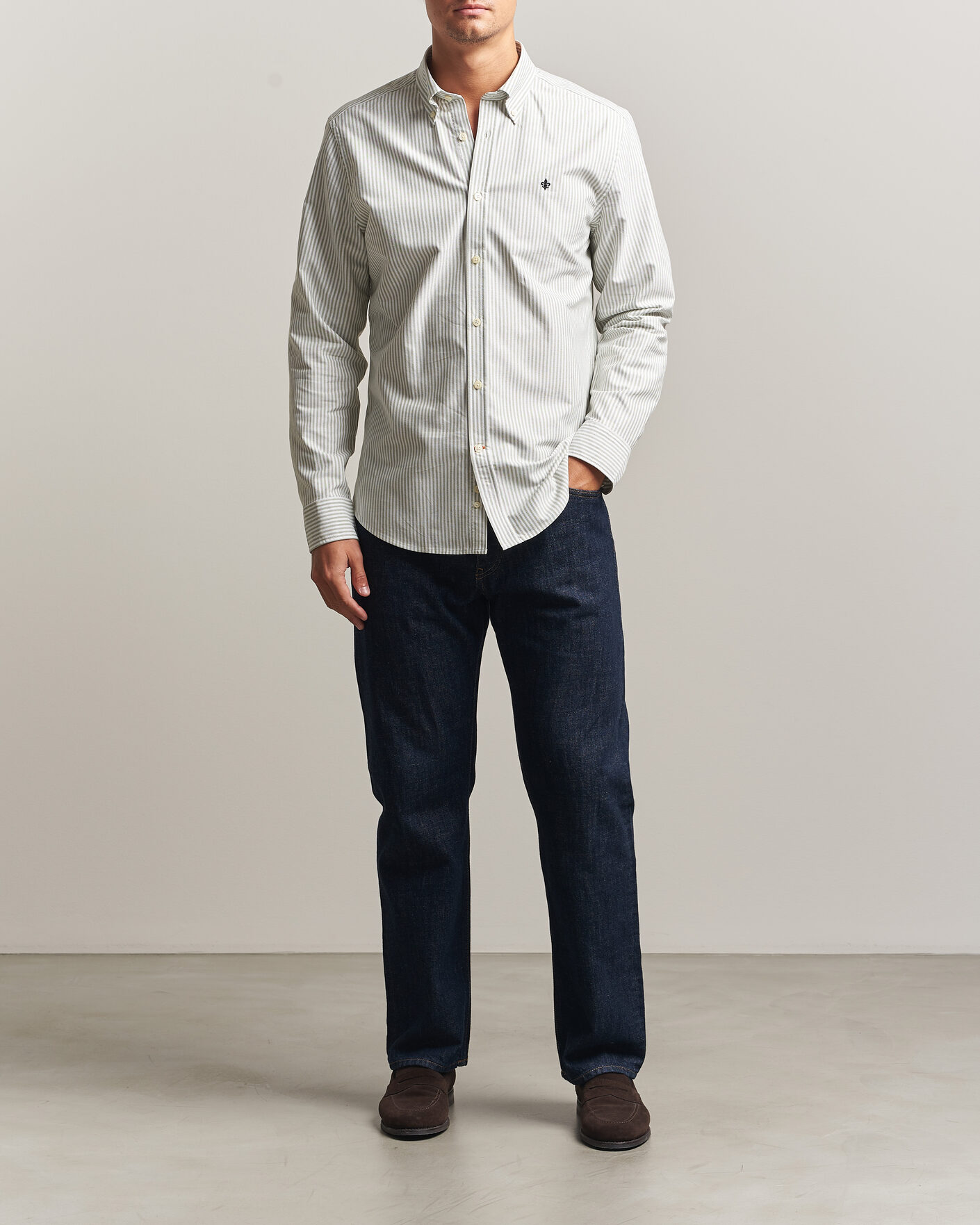 Herren | Hemden | Morris | Douglas Oxford Stripe Shirt Olive