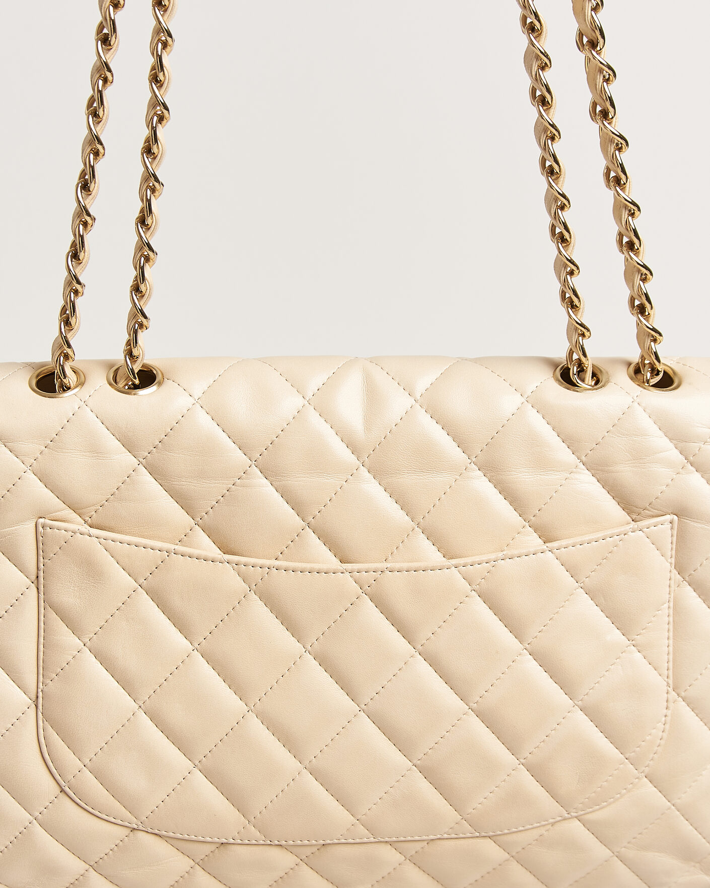 Herren | Chanel Pre-Owned Classic Jumbo Single Flap Bag Lambskin Beige | Chanel Pre-Owned | Classic Jumbo Single Flap Bag Lambskin Beige