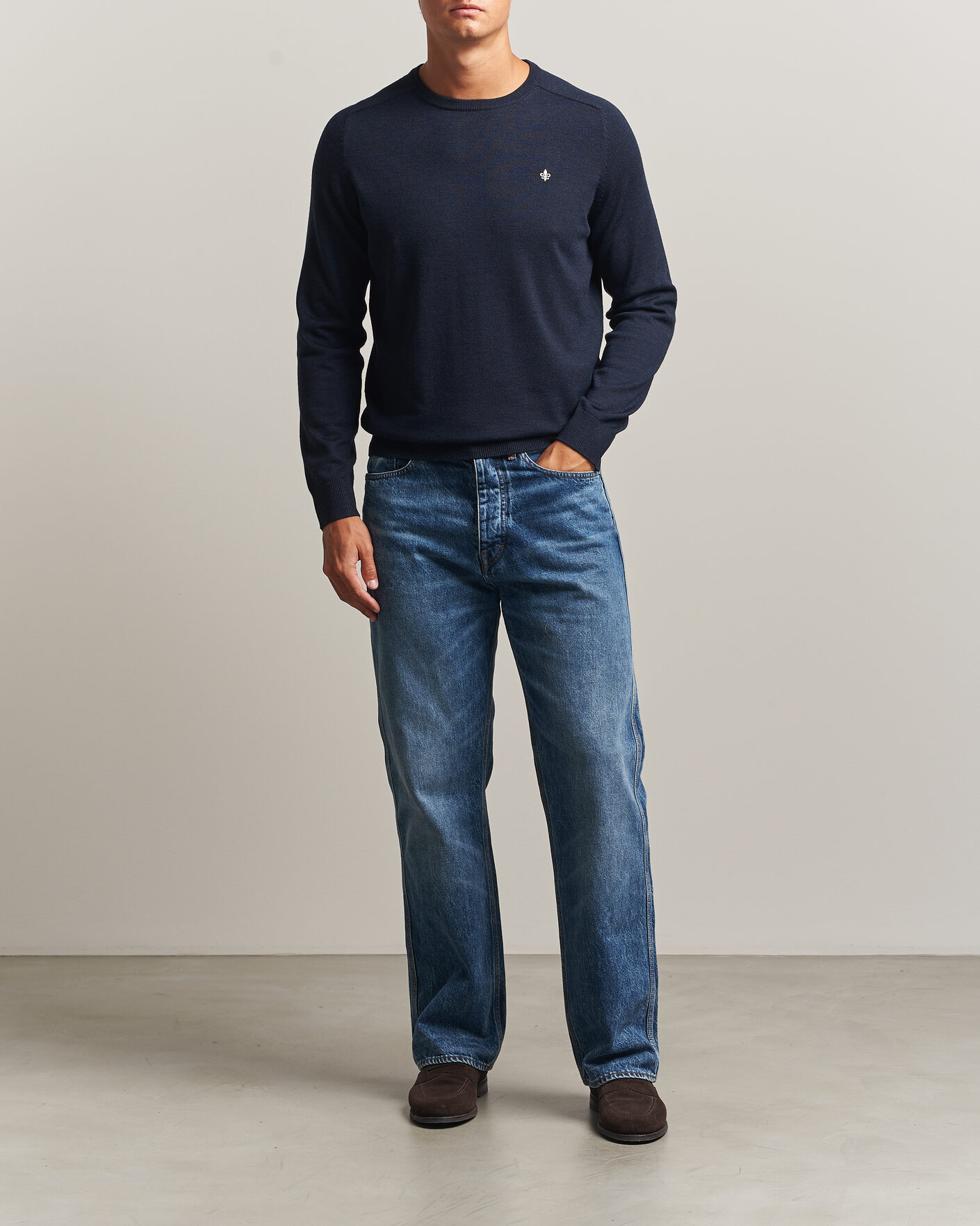Herren | Pullover | Morris | Merino O-Neck Navy