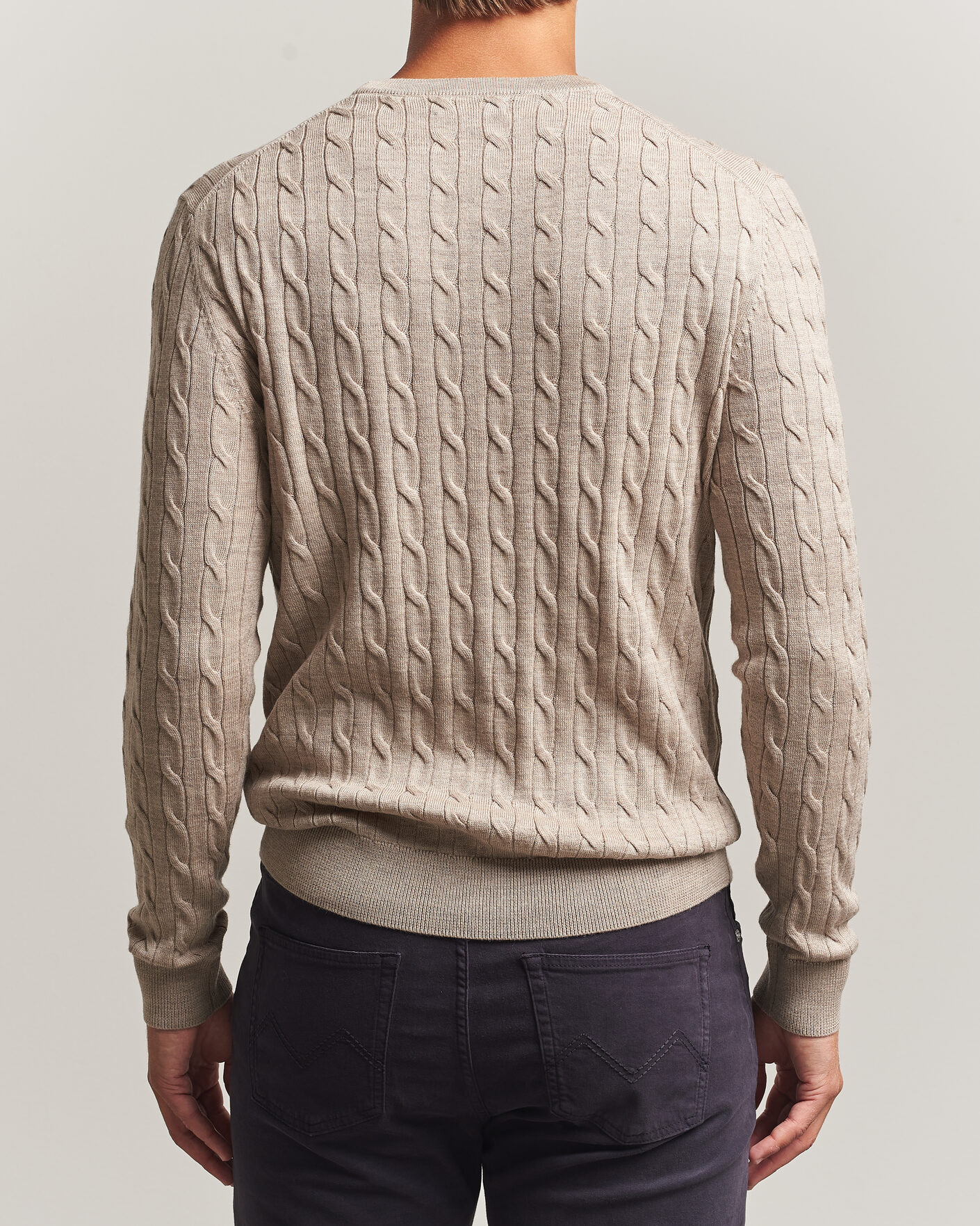 Herren | Pullover | Morris | Merino Cable O-Neck Khaki