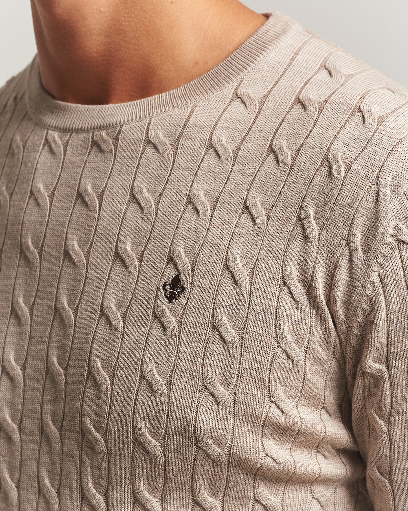 Herren | Pullover | Morris | Merino Cable O-Neck Khaki