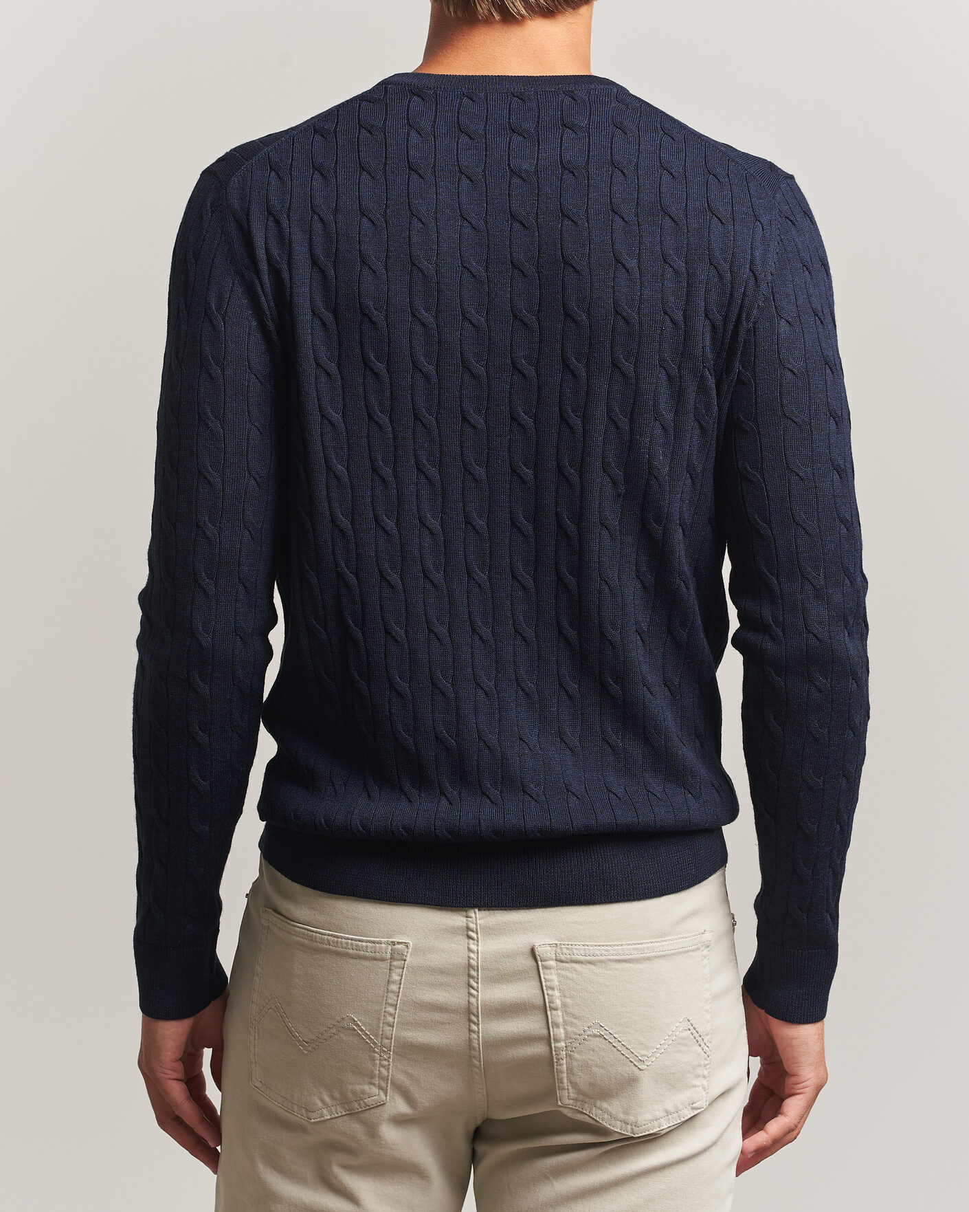 Herren | Pullover | Morris | Merino Cable O-Neck Navy
