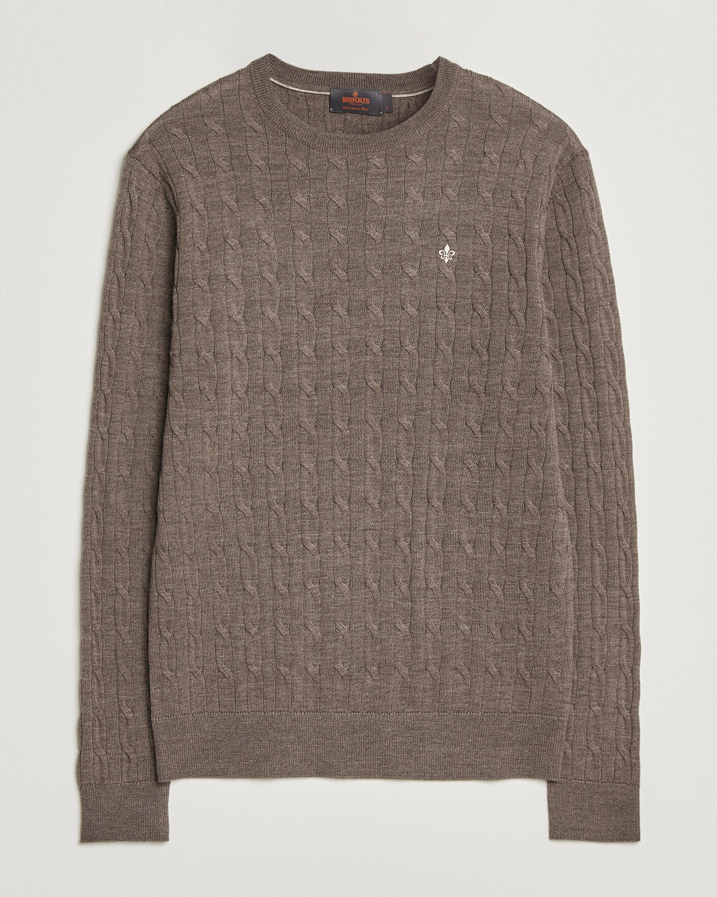 Herren | Pullover | Morris | Merino Cable O-Neck Brown