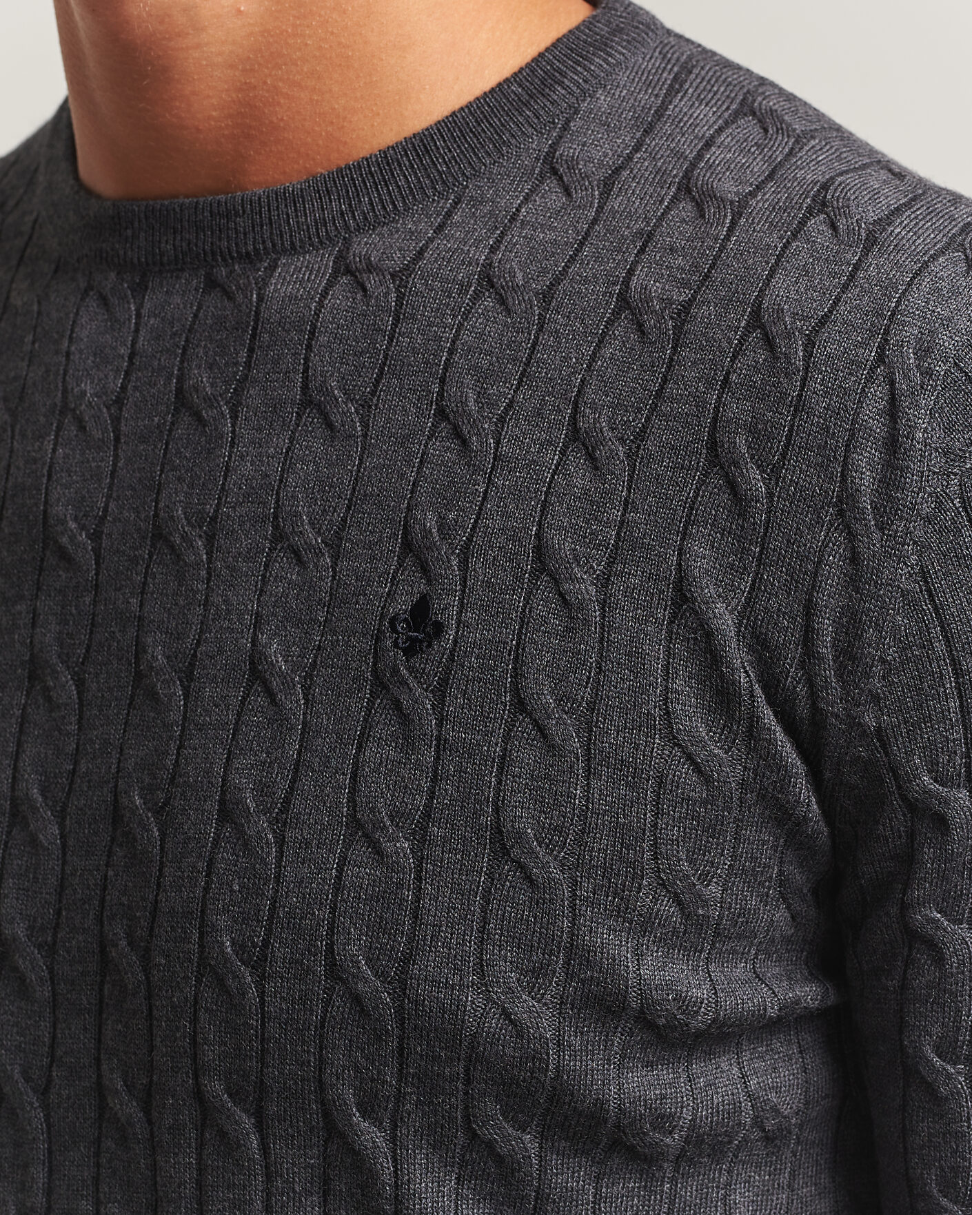 Herren | Pullover | Morris | Merino Cable O-Neck Grey