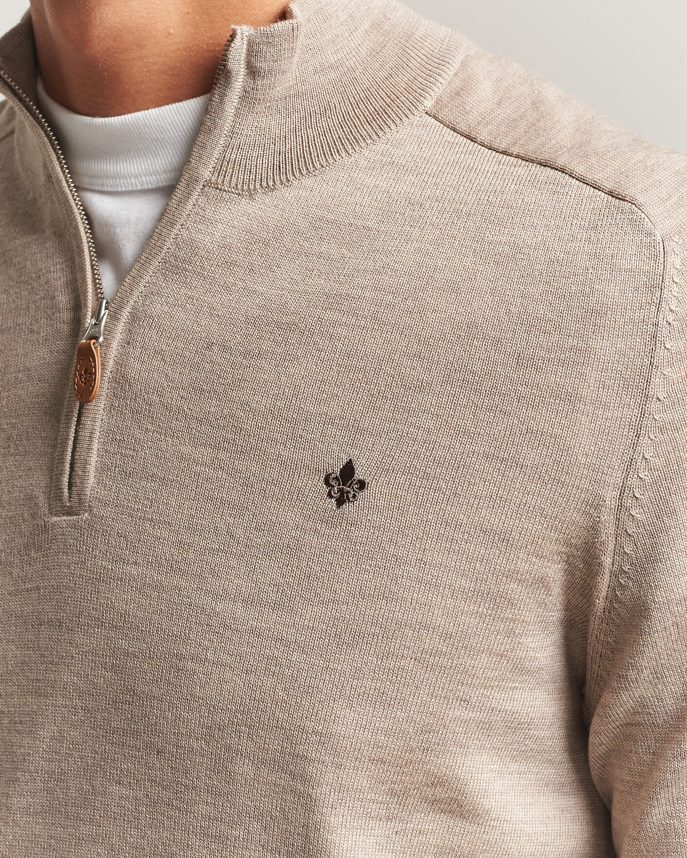 Herren | Pullover | Morris | John Merino Half Zip Khaki