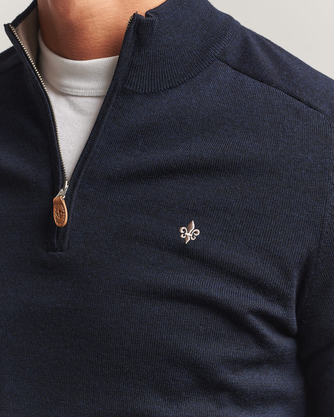 Herren | Pullover | Morris | John Merino Half Zip Navy