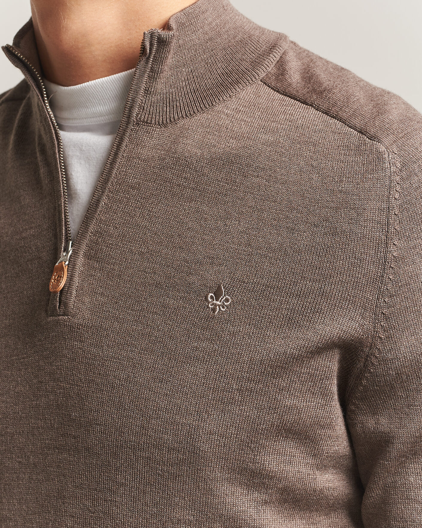 Herren | Pullover | Morris | John Merino Half Zip Brown