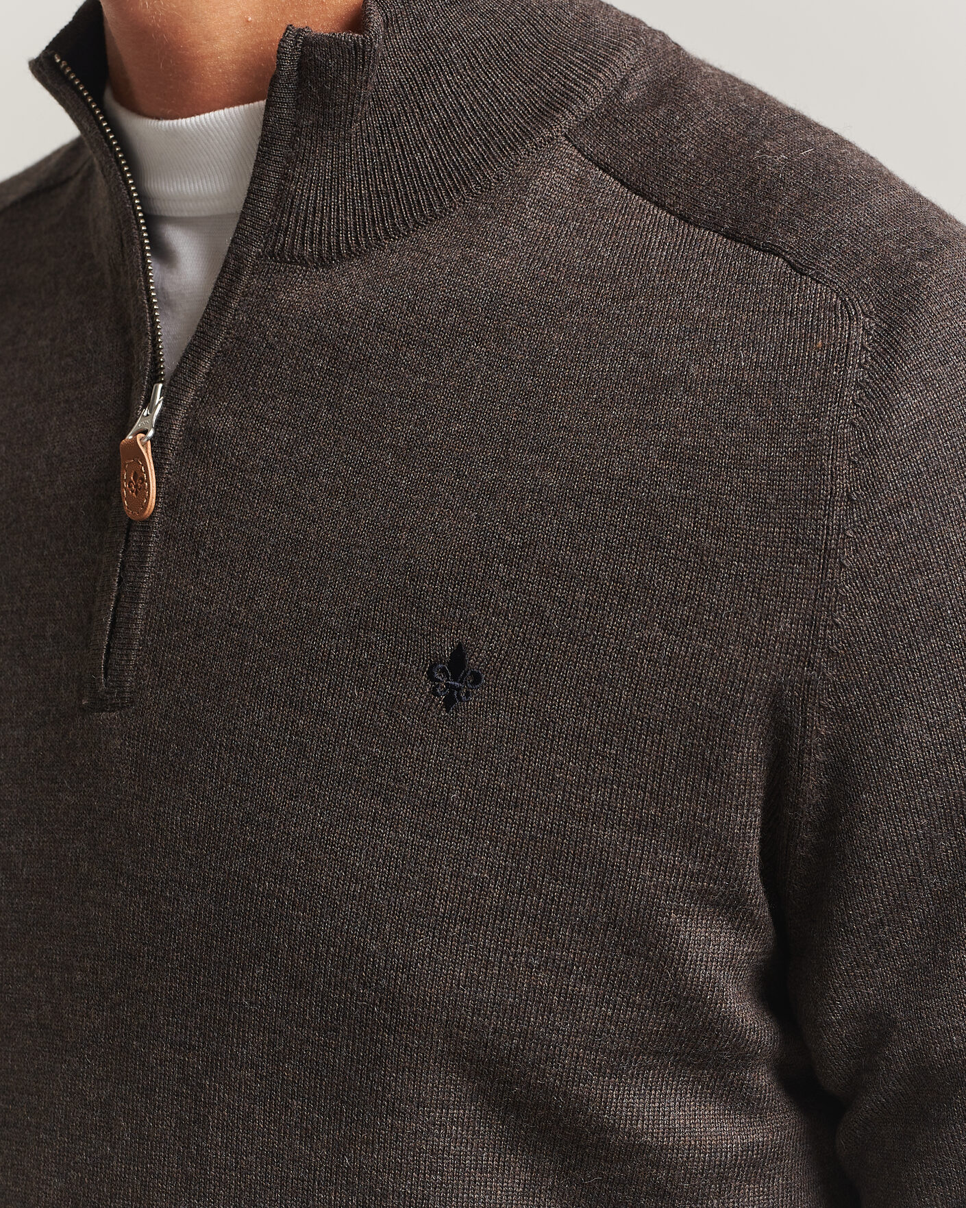 Herren | Pullover | Morris | John Merino Half Zip Brown