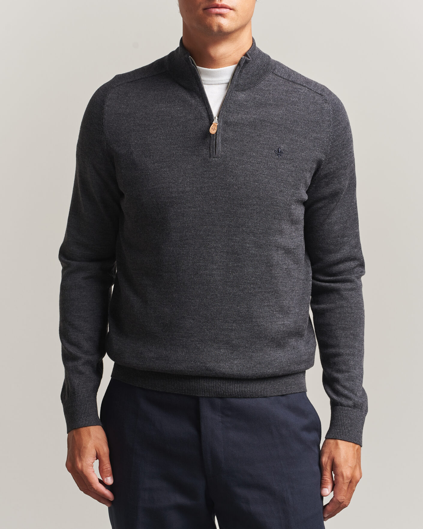 Herren | Pullover | Morris | John Merino Half Zip Grey
