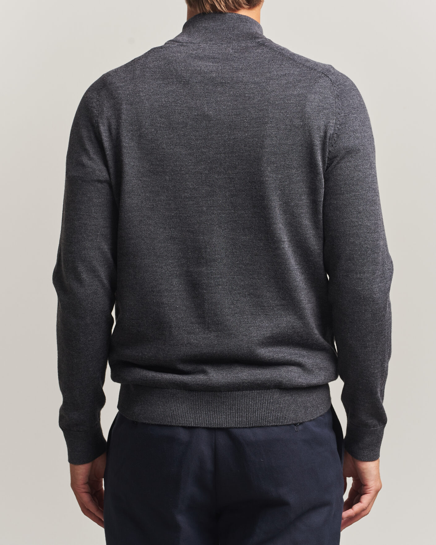 Herren | Pullover | Morris | John Merino Half Zip Grey