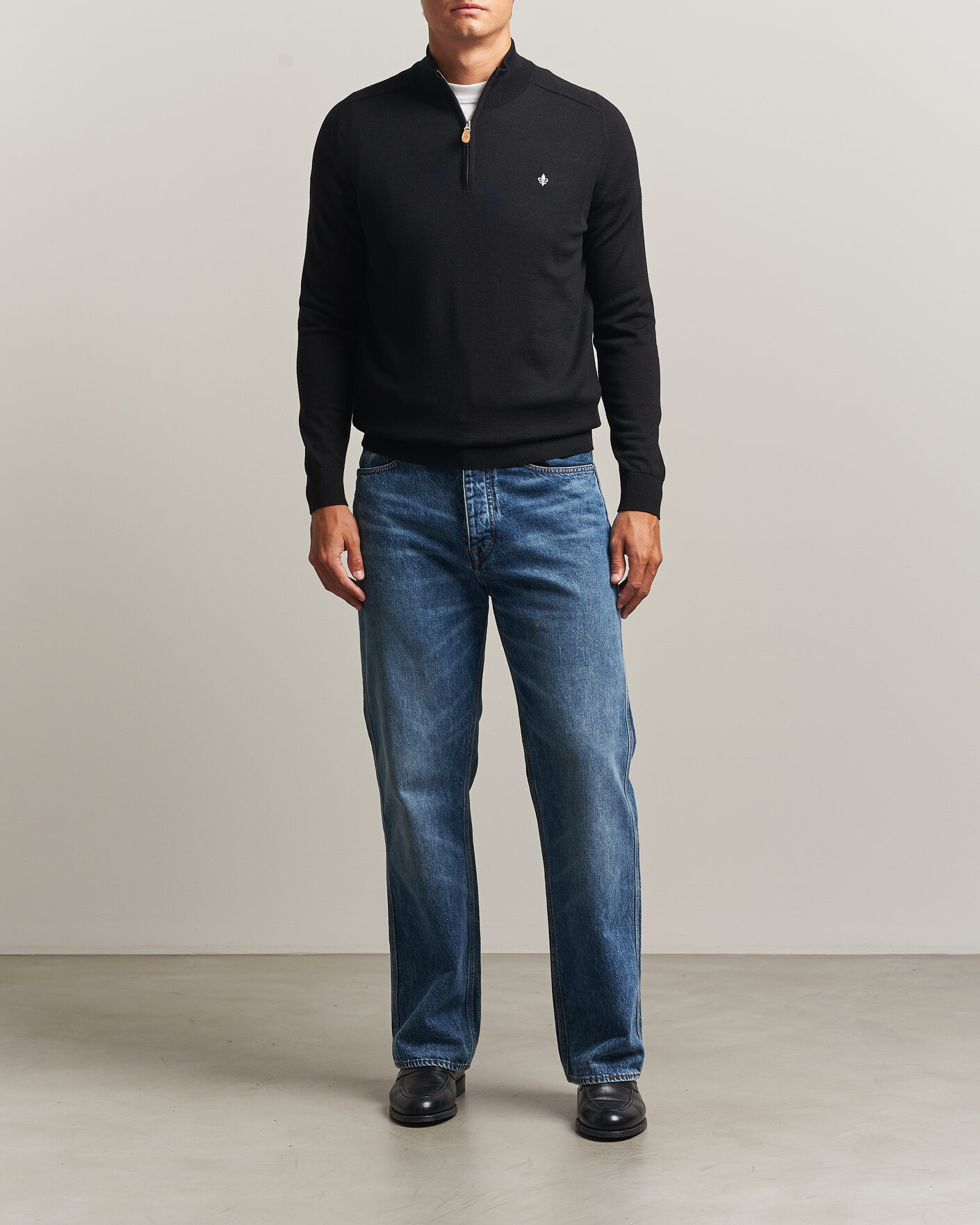 Herren | Pullover | Morris | John Merino Half Zip Black