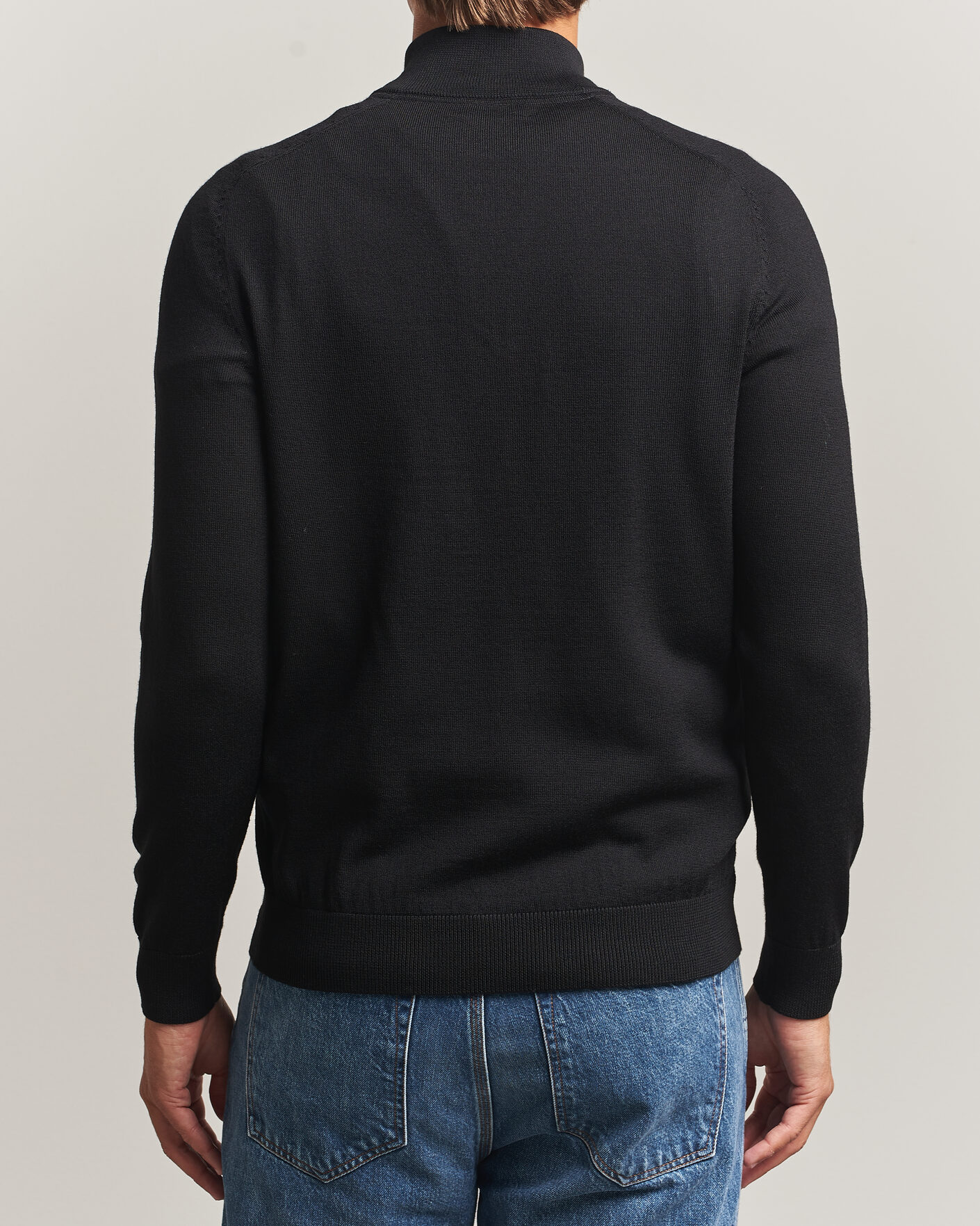 Herren | Pullover | Morris | John Merino Half Zip Black