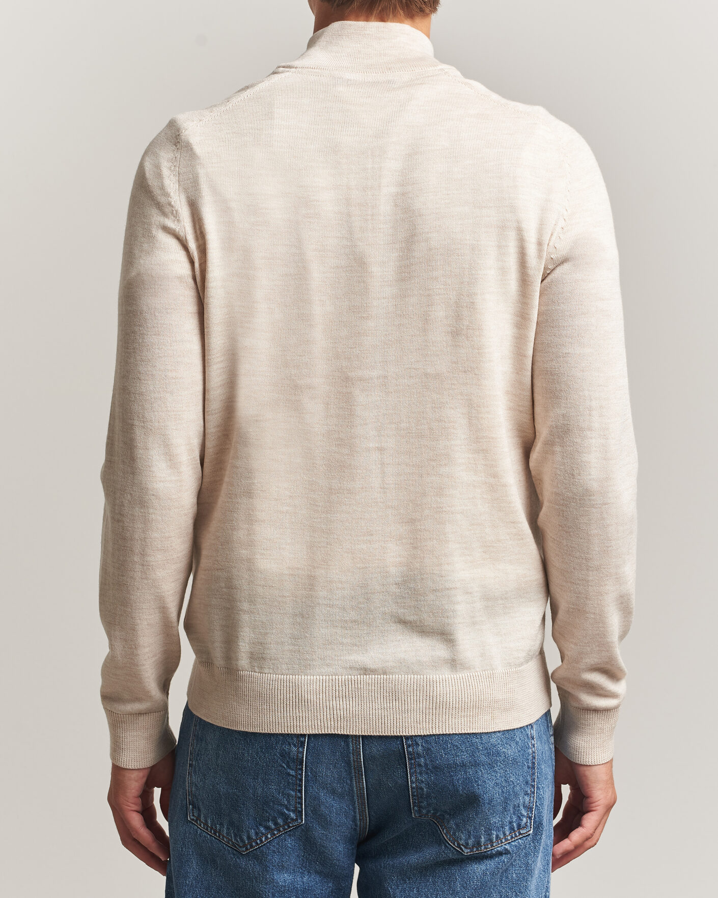 Herren | Pullover | Morris | John Merino Half Zip Off White
