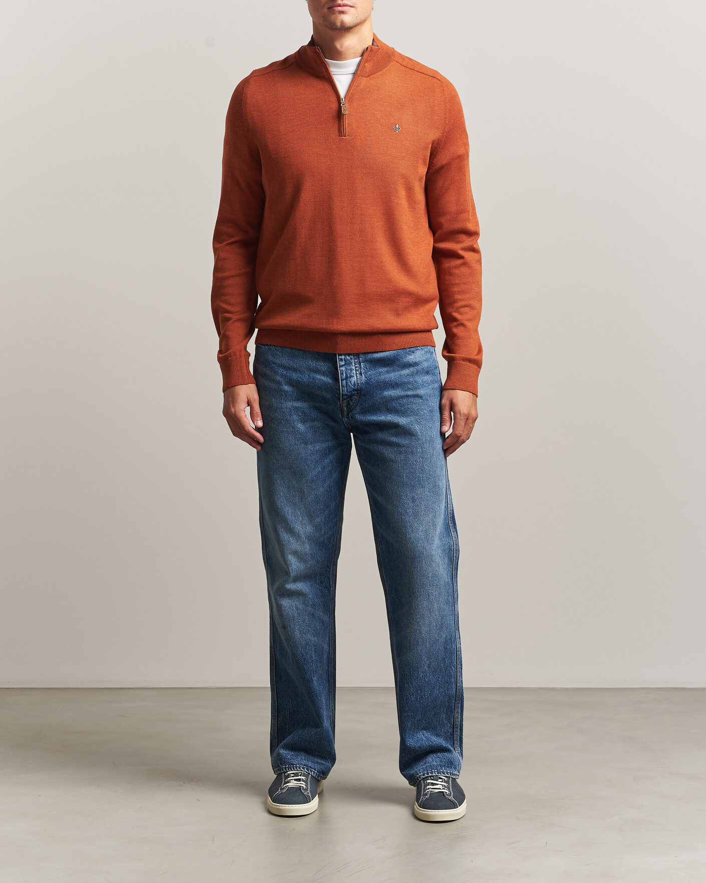 Herren | Pullover | Morris | John Merino Half Zip Orange