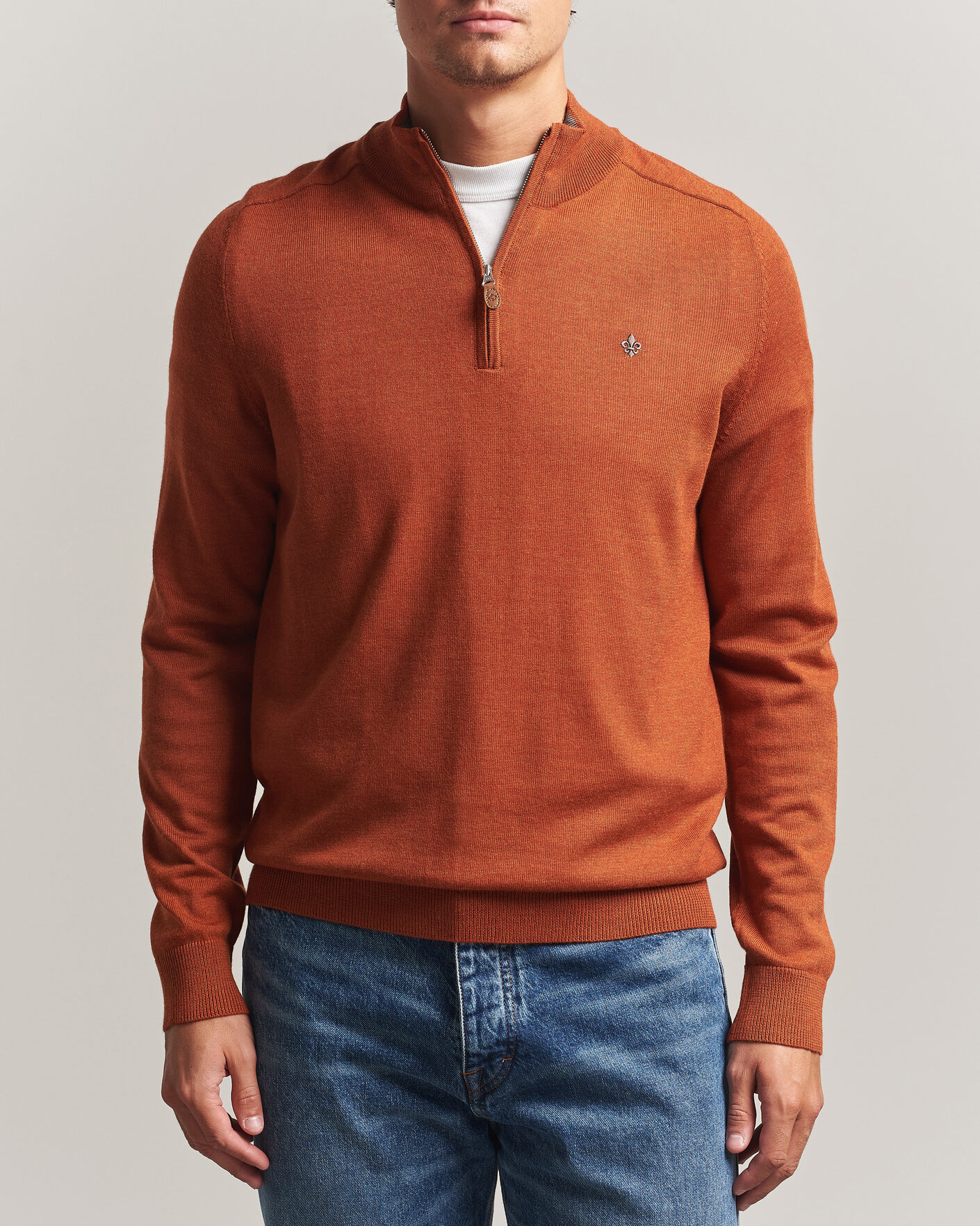 Herren | Pullover | Morris | John Merino Half Zip Orange