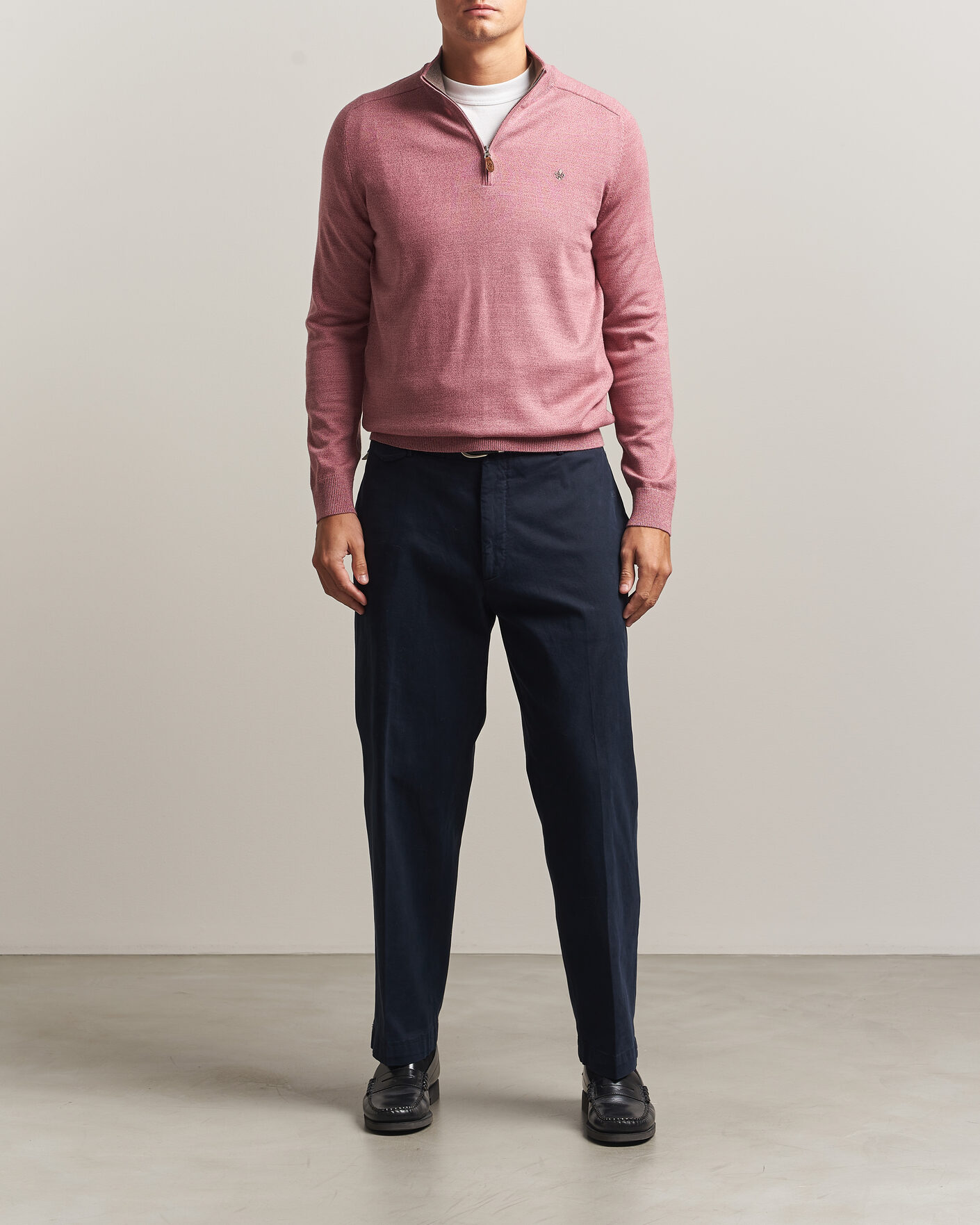 Herren | Pullover | Morris | John Merino Half Zip Cerise