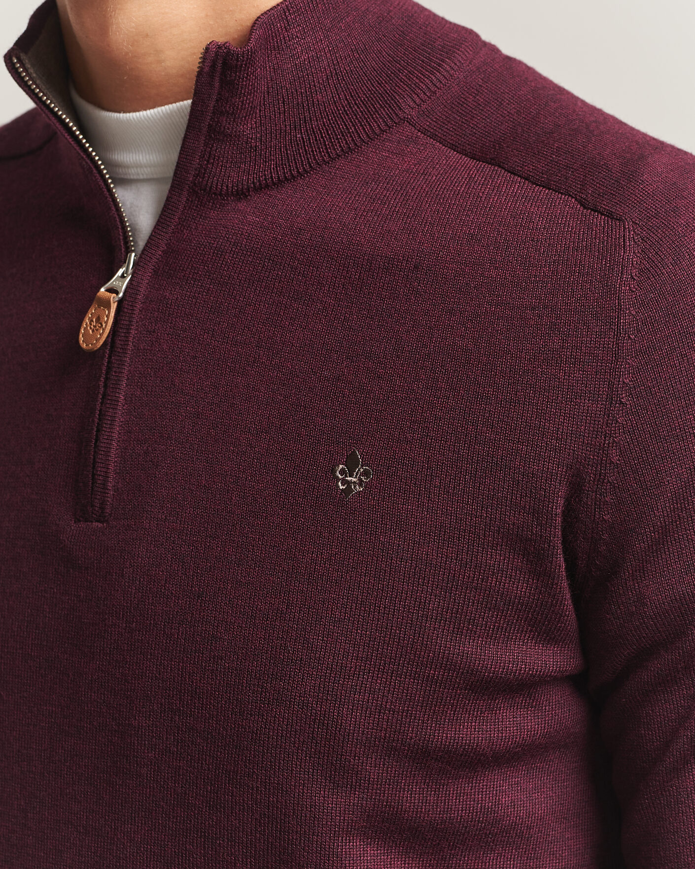 Herren | Pullover | Morris | John Merino Half Zip Wine Red