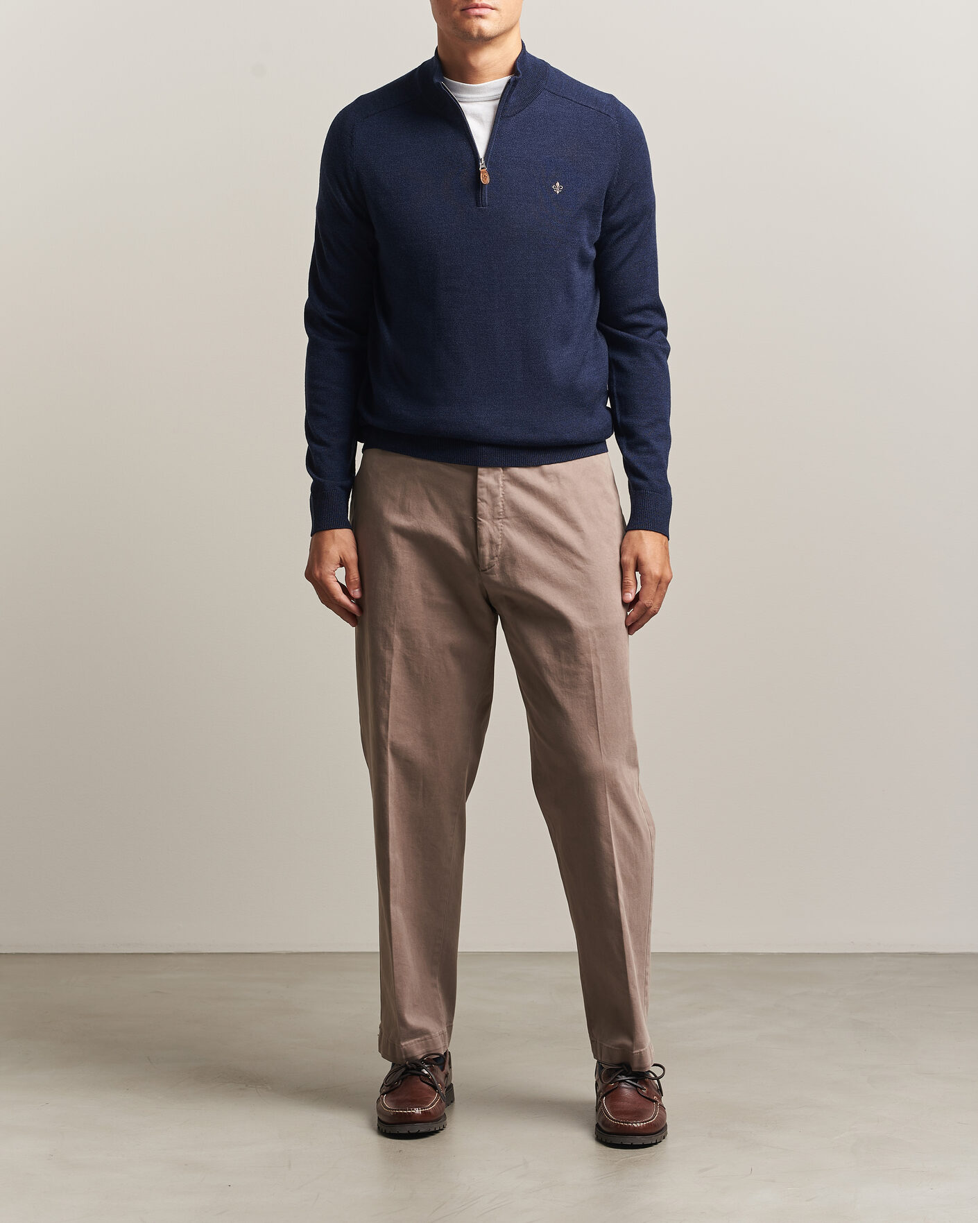 Herren | Pullover | Morris | John Merino Half Zip Ocean Blue