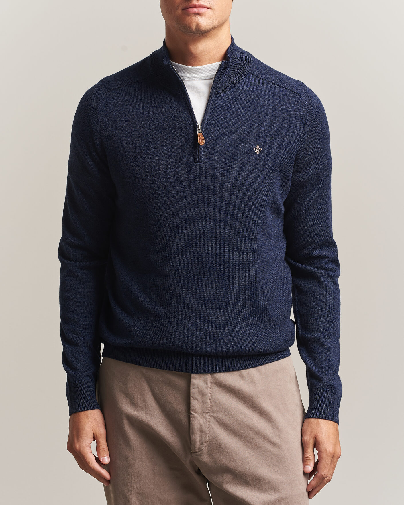Herren | Pullover | Morris | John Merino Half Zip Ocean Blue