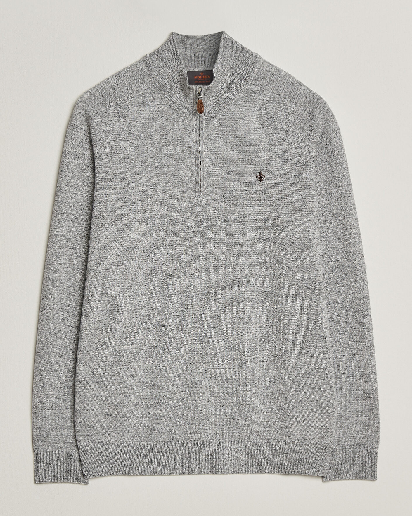 Herren | Pullover | Morris | John Merino Half Zip Mid Grey