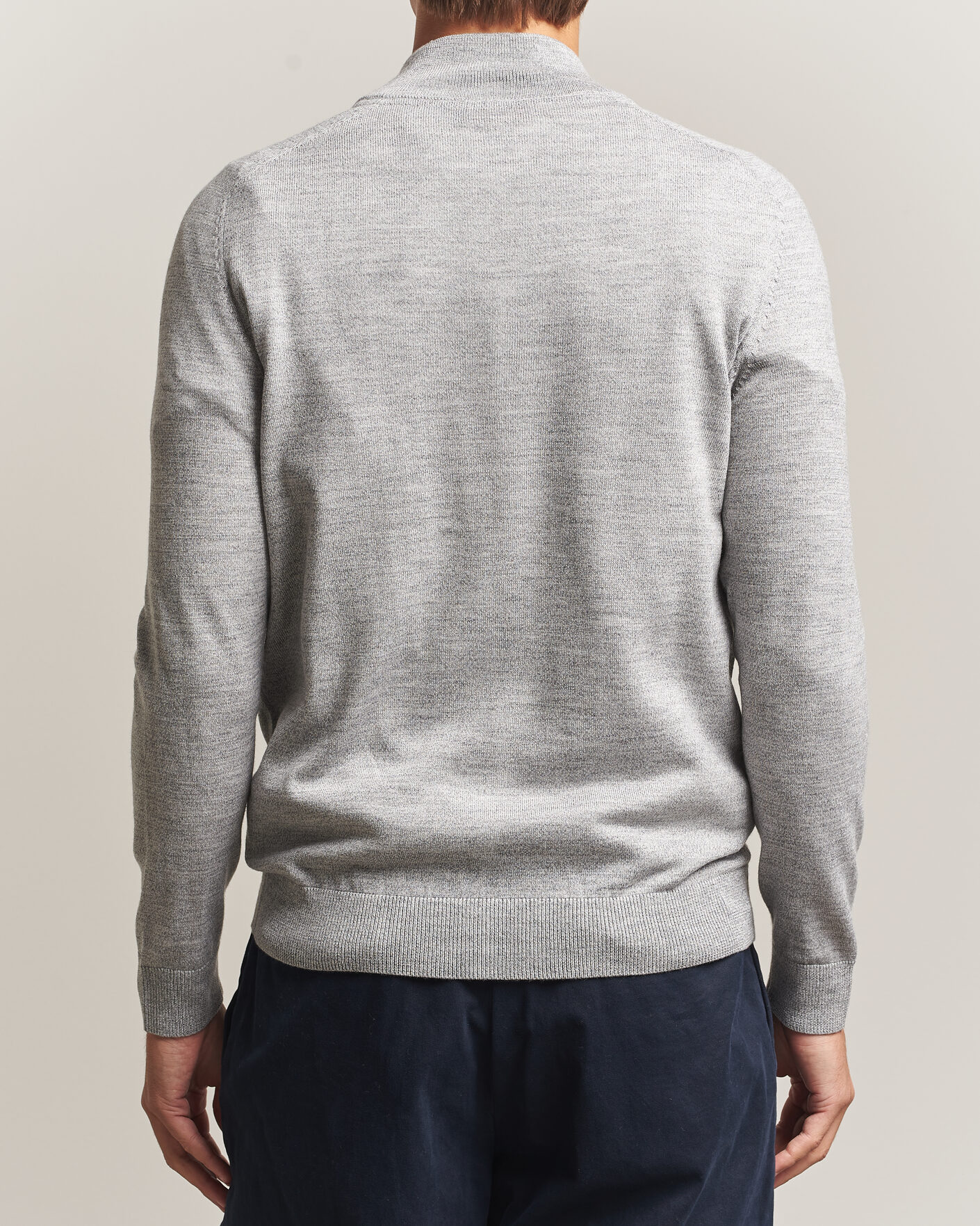 Herren | Pullover | Morris | John Merino Half Zip Mid Grey
