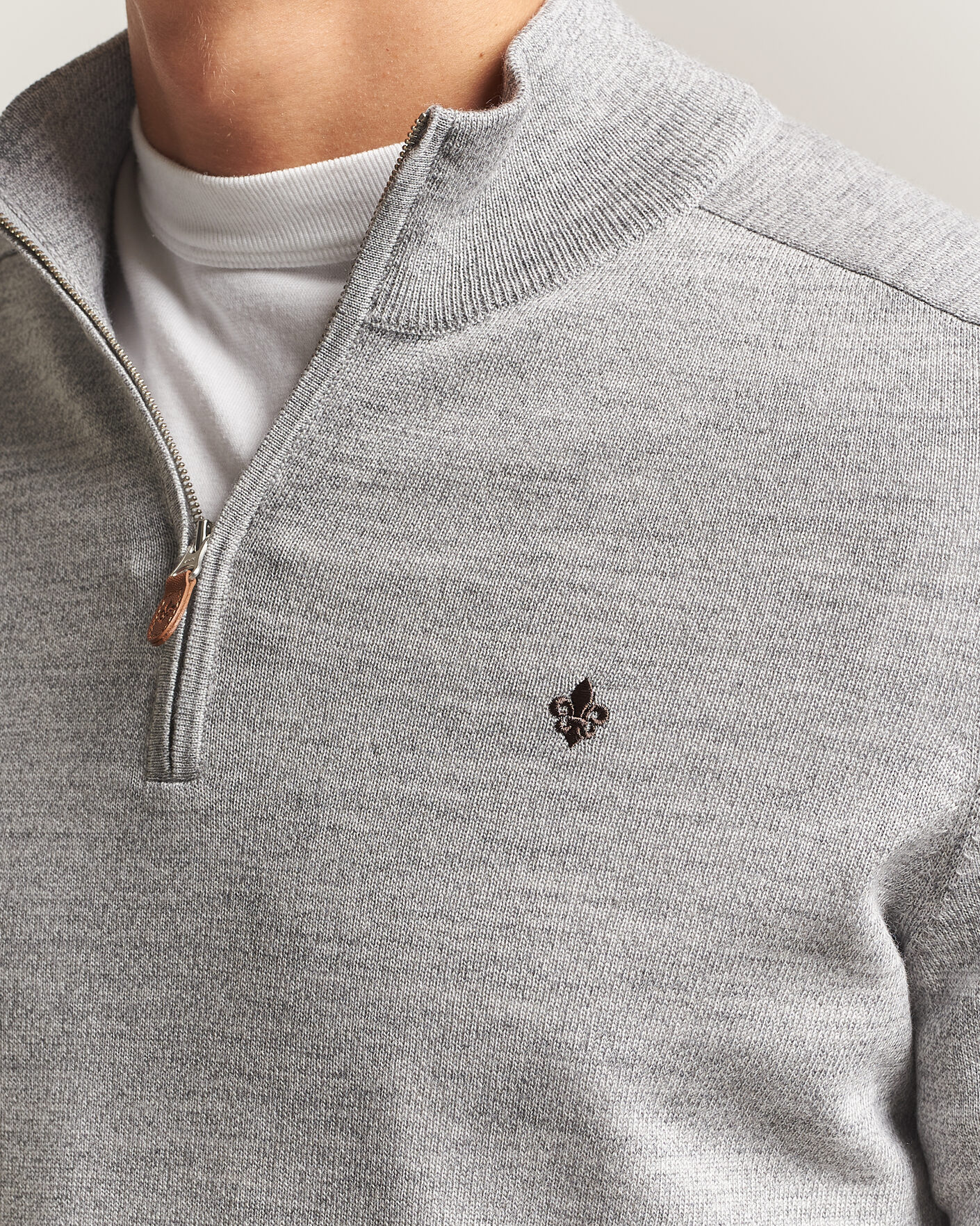 Herren | Pullover | Morris | John Merino Half Zip Mid Grey