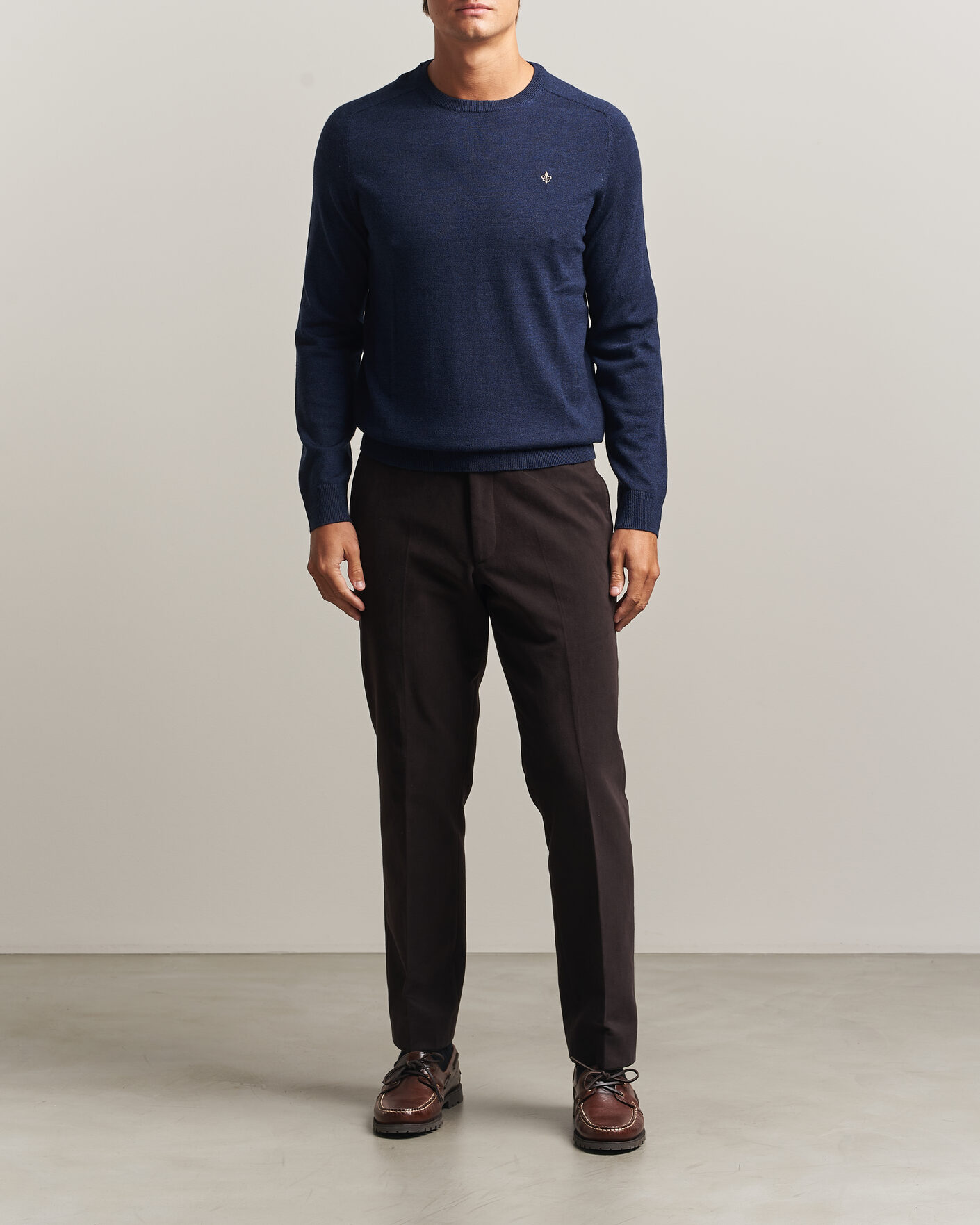 Herren | Pullover | Morris | Merino O-Neck Navy