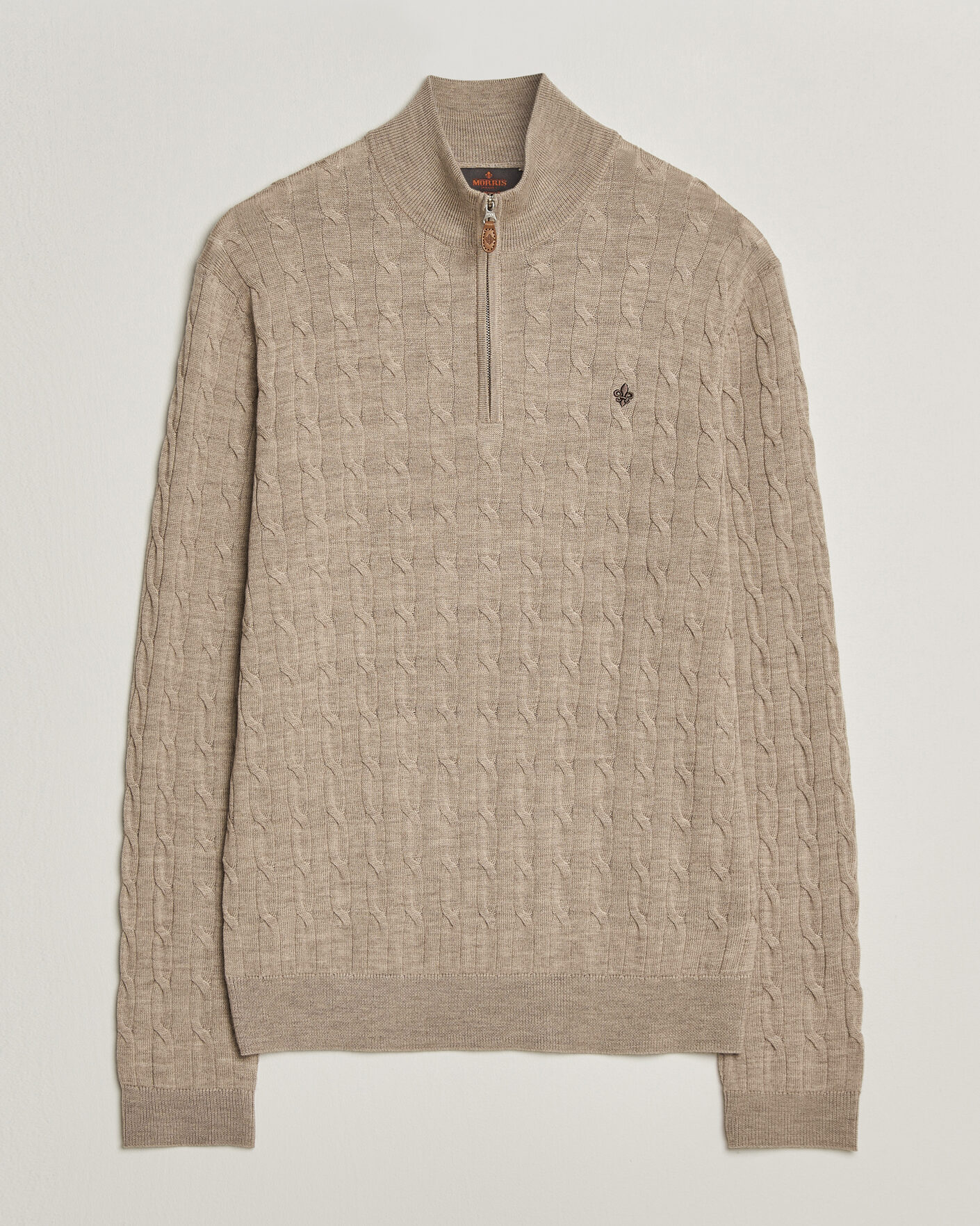 Herren | Pullover | Morris | Merino Cable Half Zip Khaki