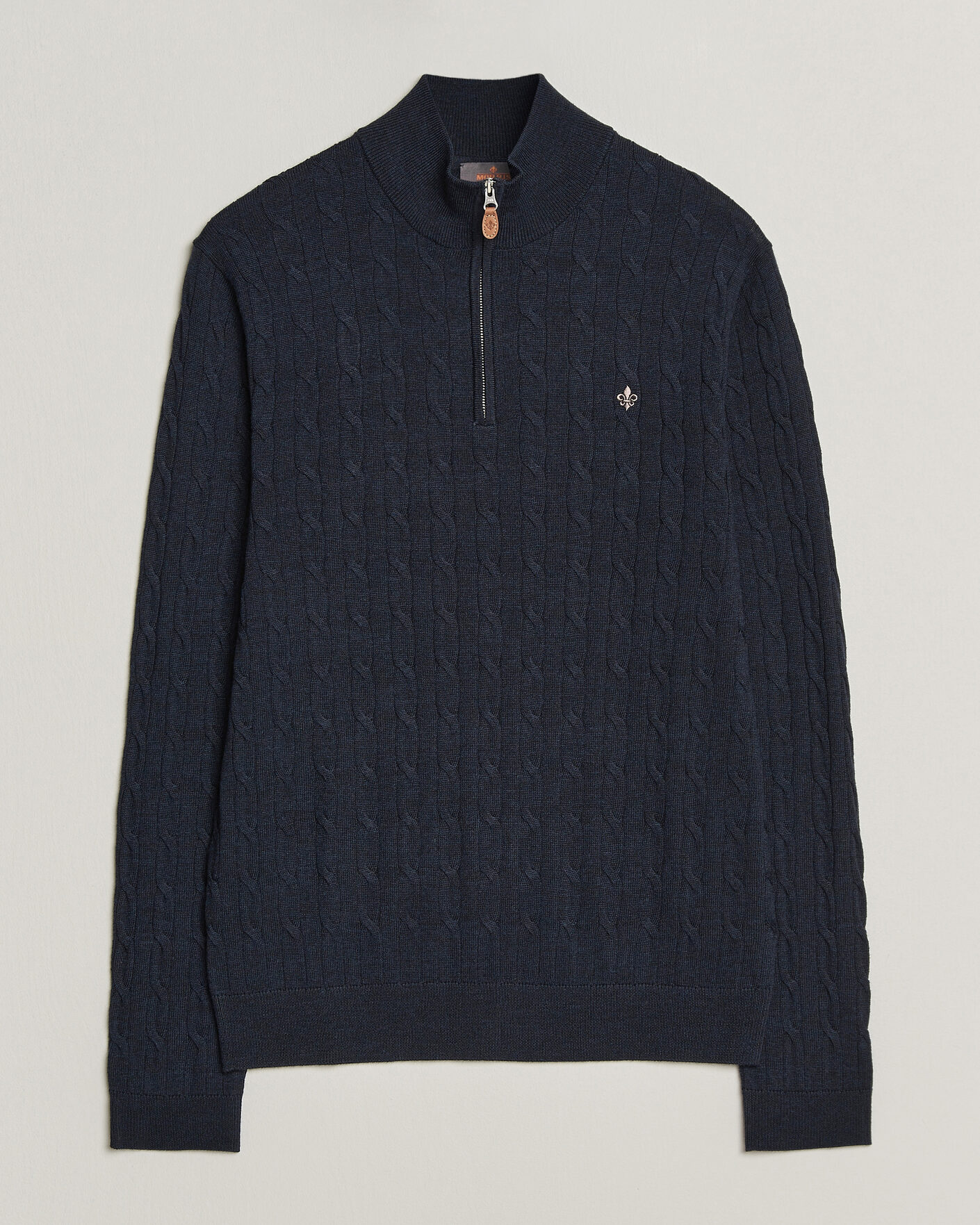 Herren | Pullover | Morris | Merino Cable Half Zip Navy