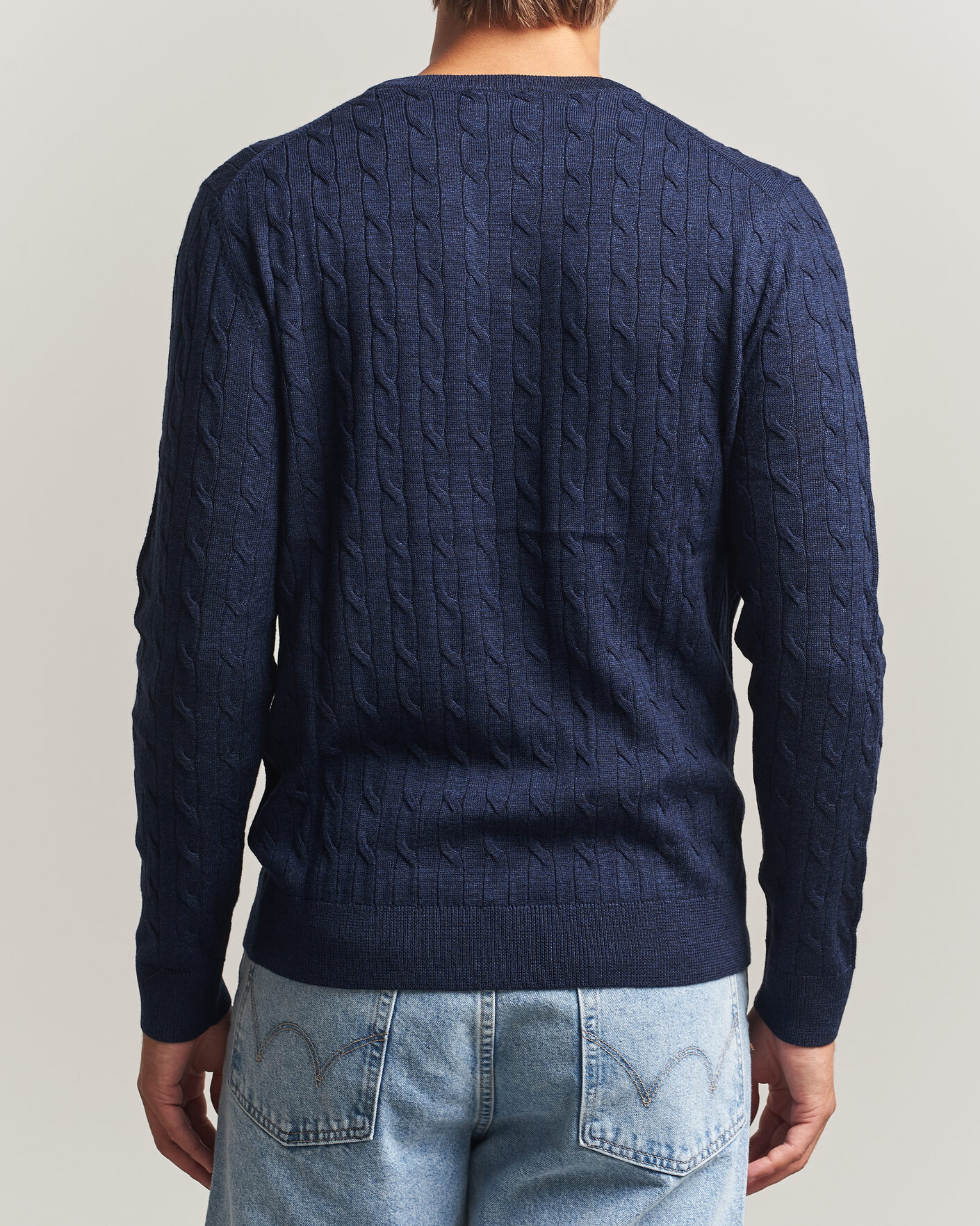 Herren | Pullover | Morris | Merino Cable O-Neck Navy