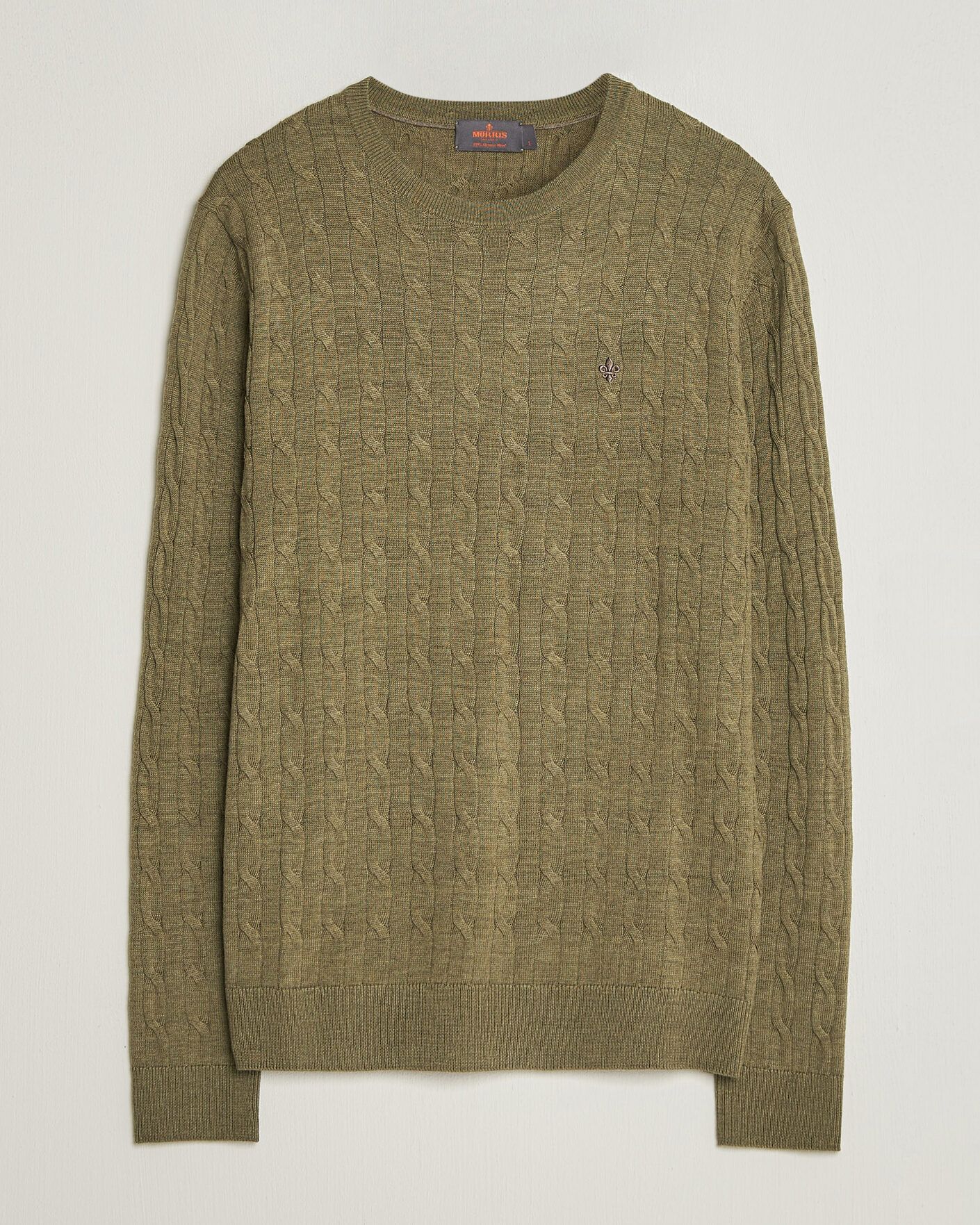 Herren | Pullover | Morris | Merino Cable O-Neck Olive